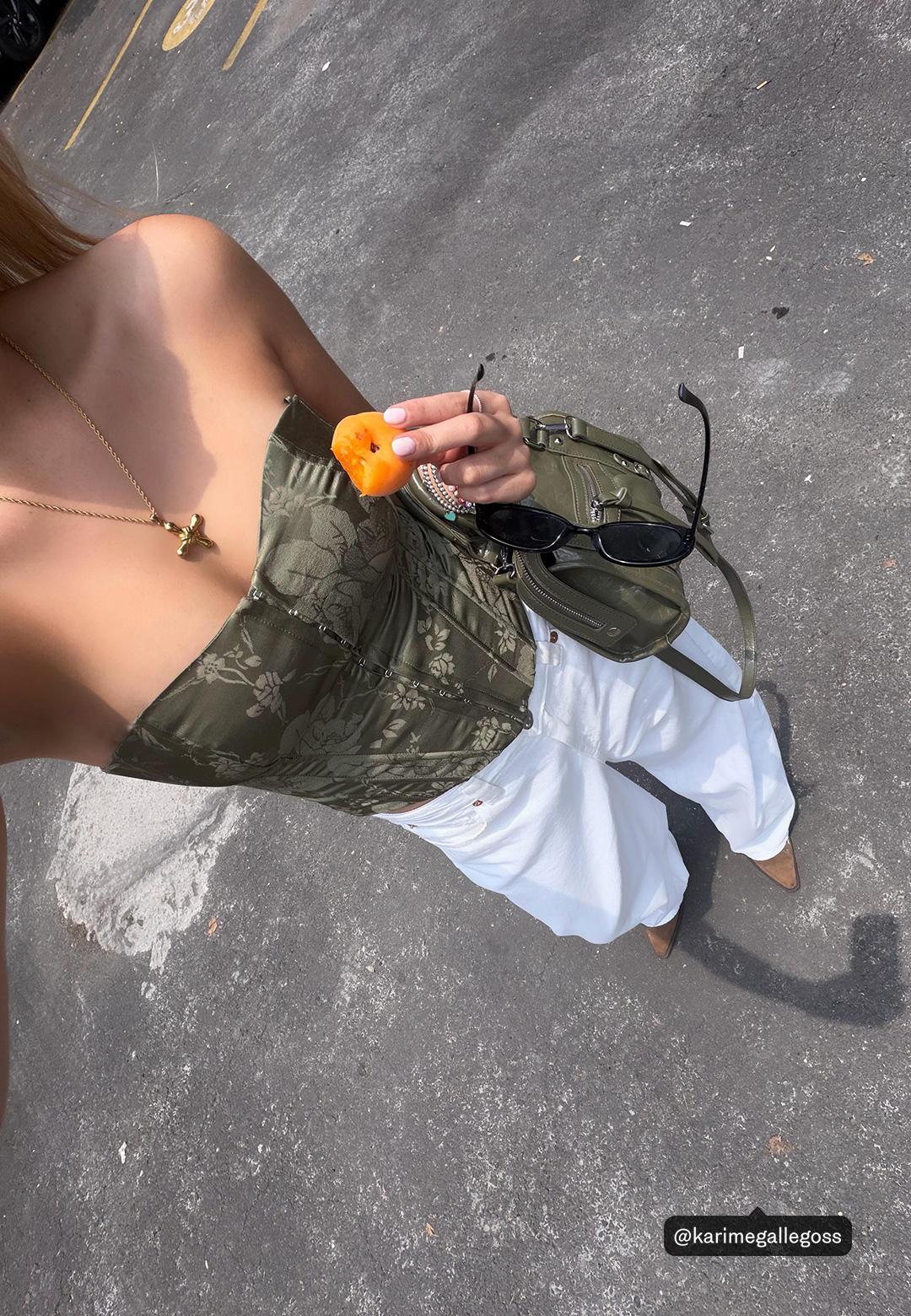 Lace-up corset — Khaki
