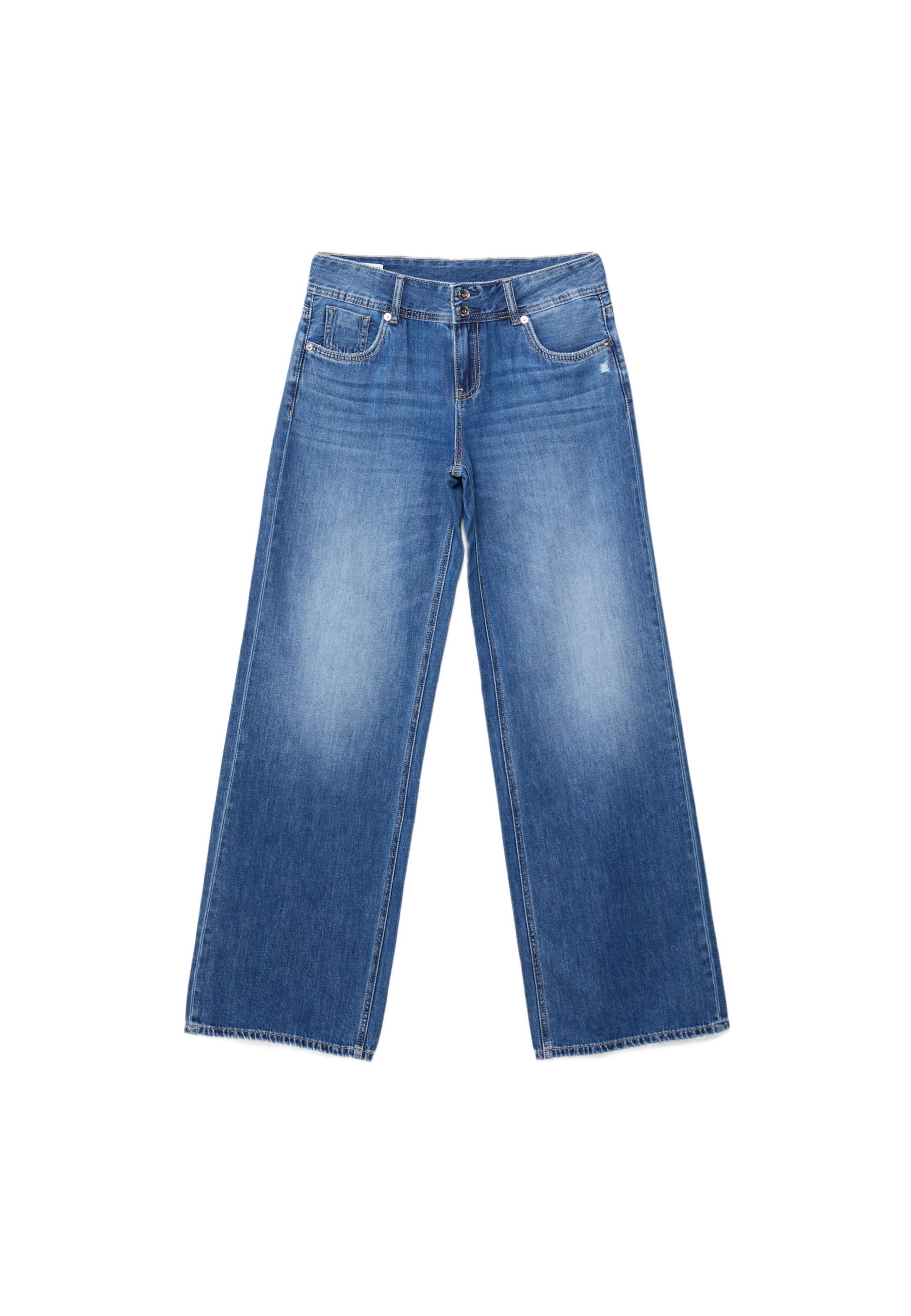 Low-rise double-button jeans — MEDIUM BLUE DENIM