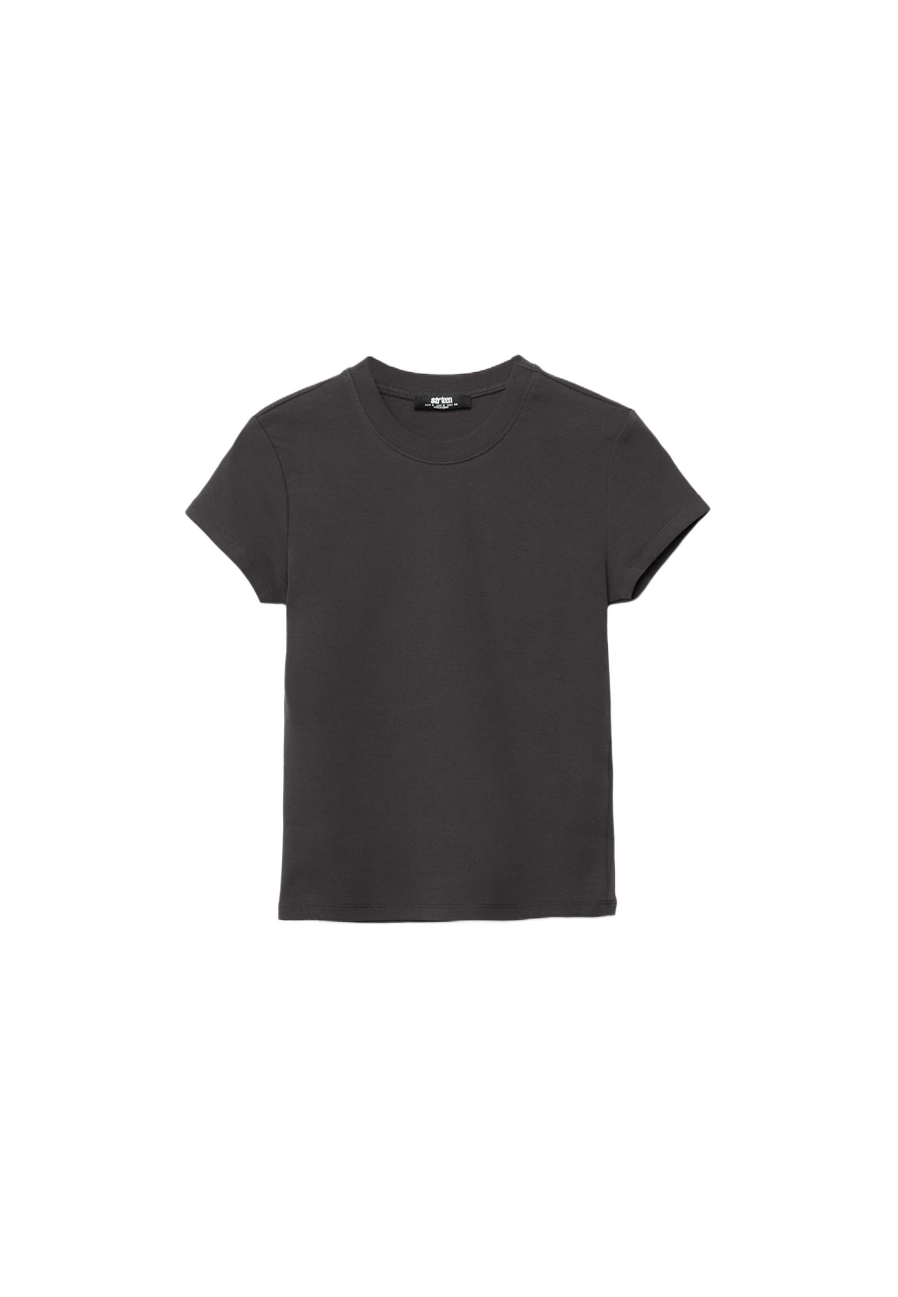 Basic round neck short sleeve T-shirt — Brown