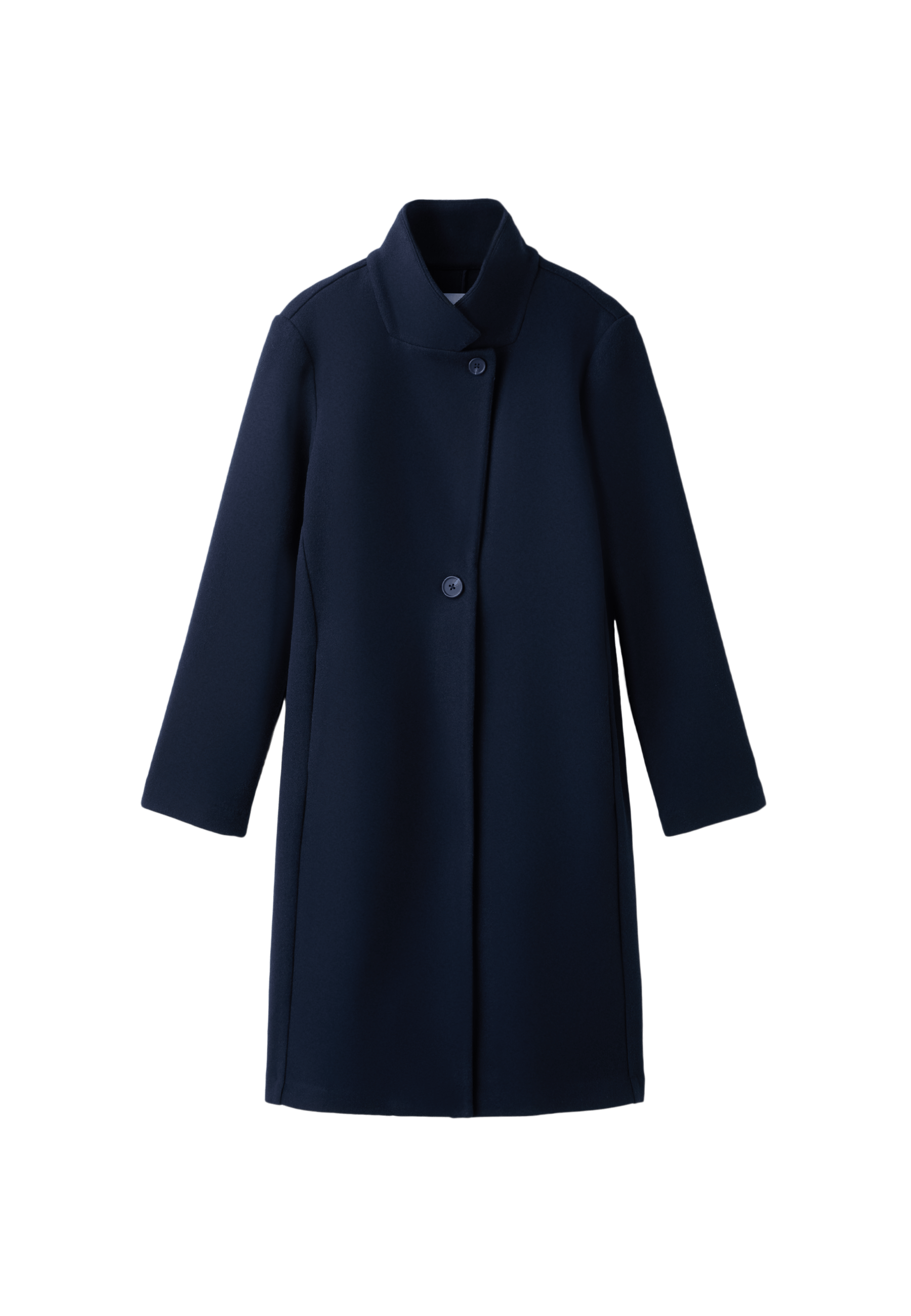 Straight soft-touch coat — Dark blue