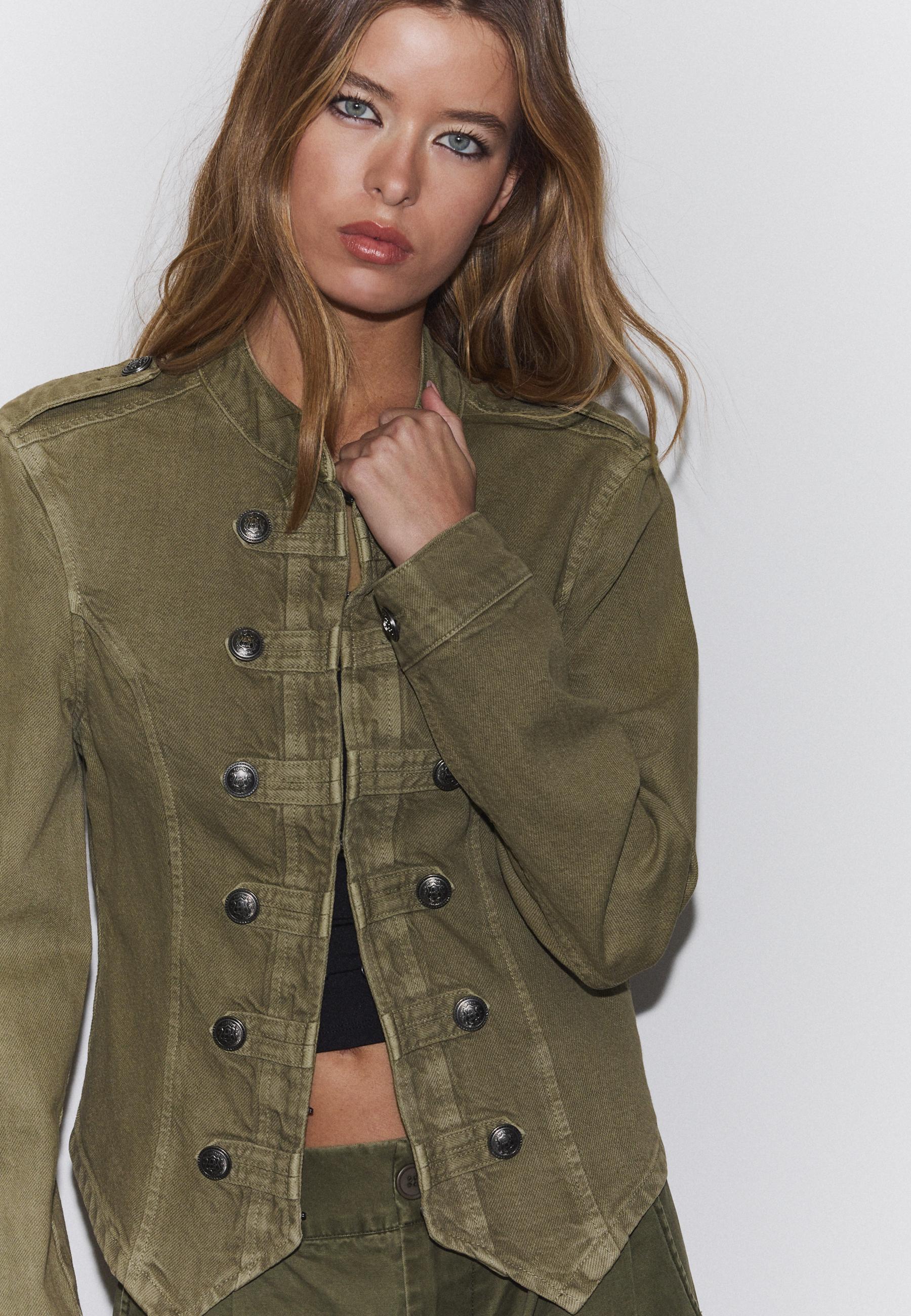 Twill button-up jacket — Khaki