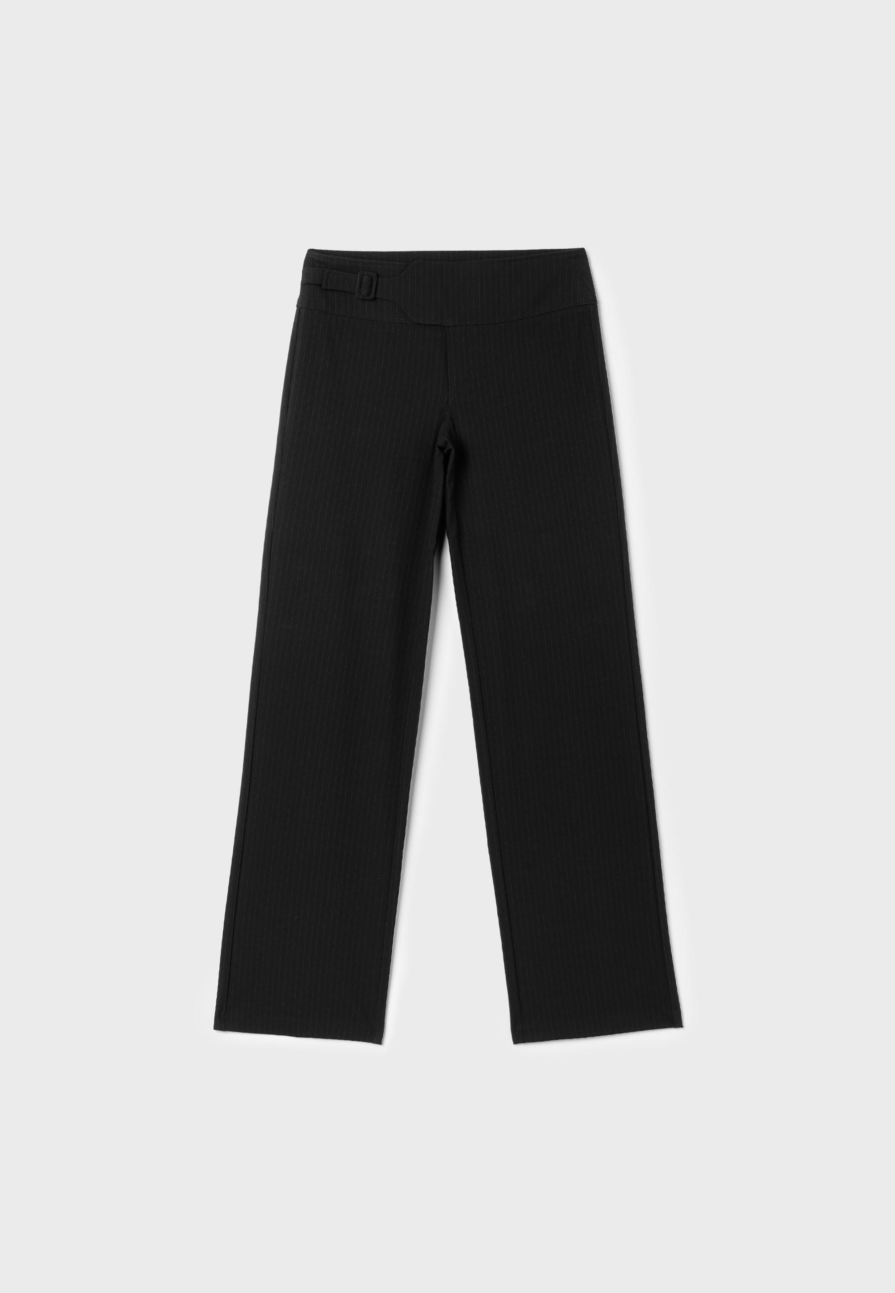 Stradivarius Çizgili toka detaylı straight fit pantolon görsel 3