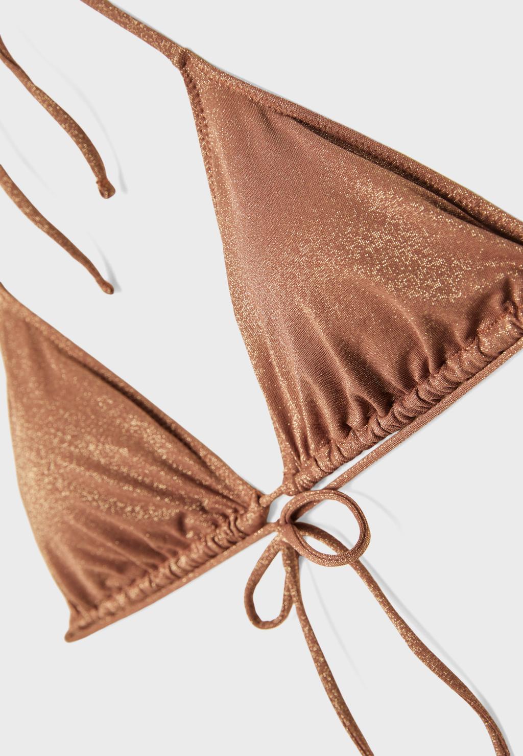 Top bikini triangular hilo metalizado