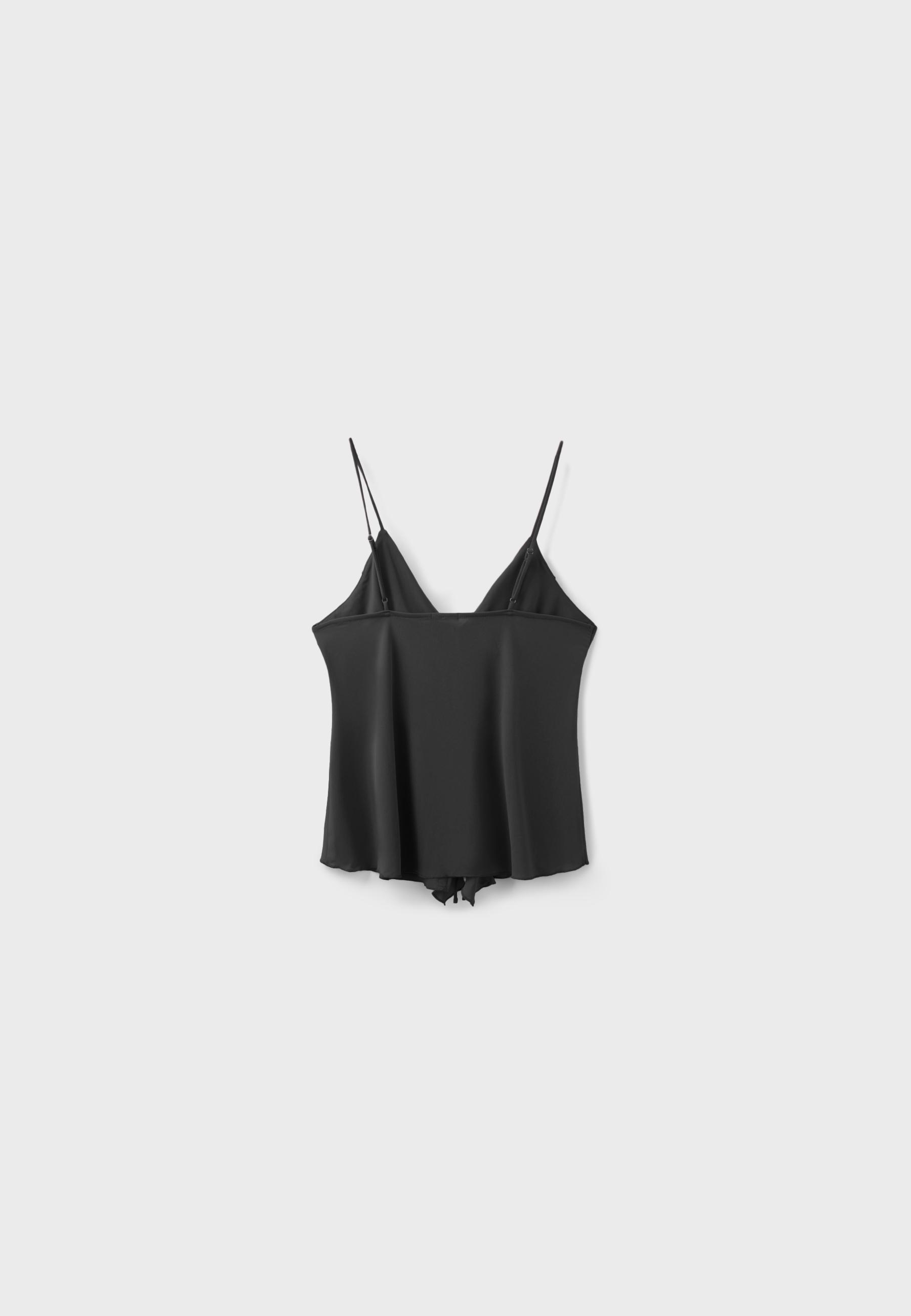 Ruffled strappy top — Black