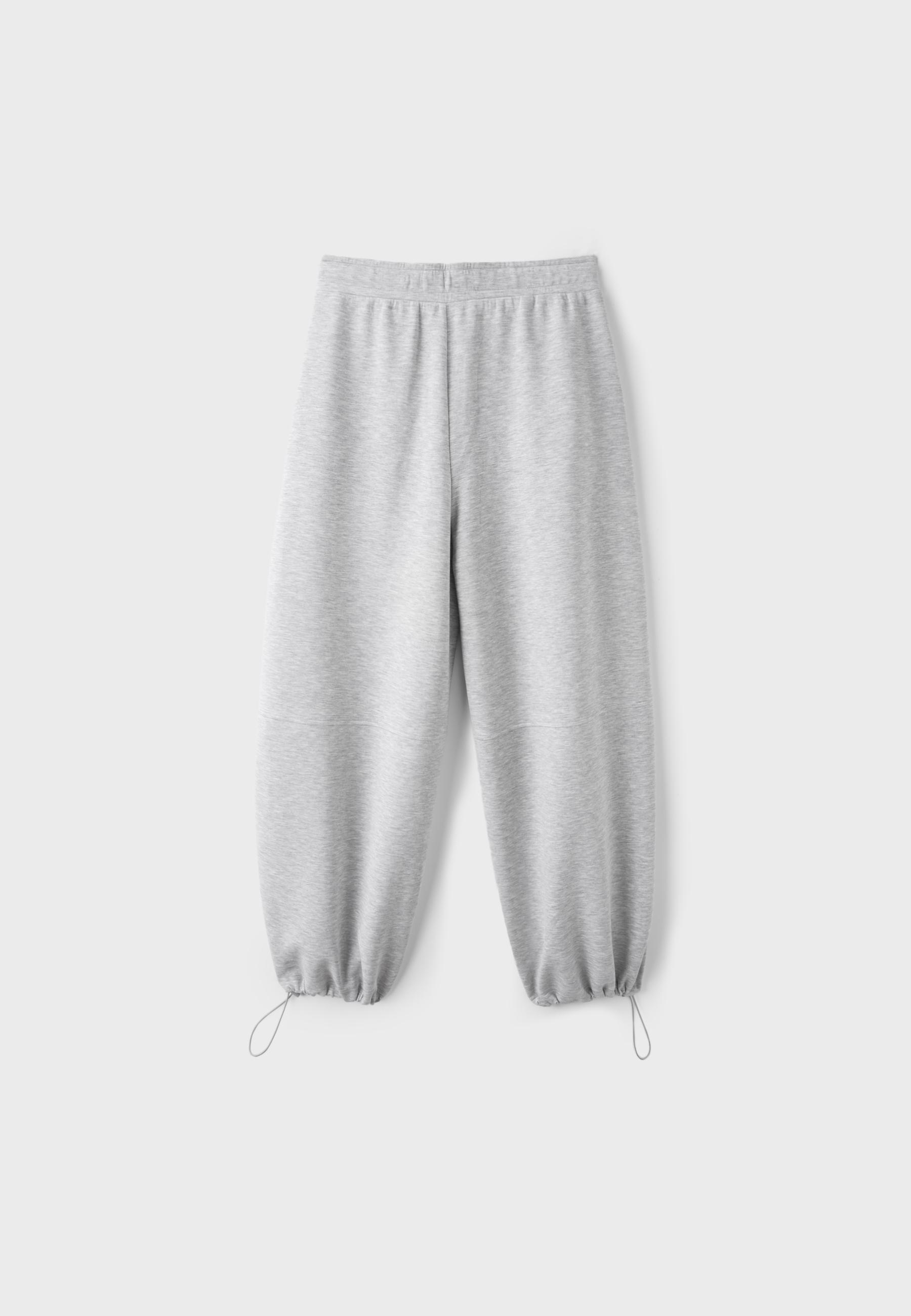 Soft-touch barrel joggers with stoppers — Grey melange