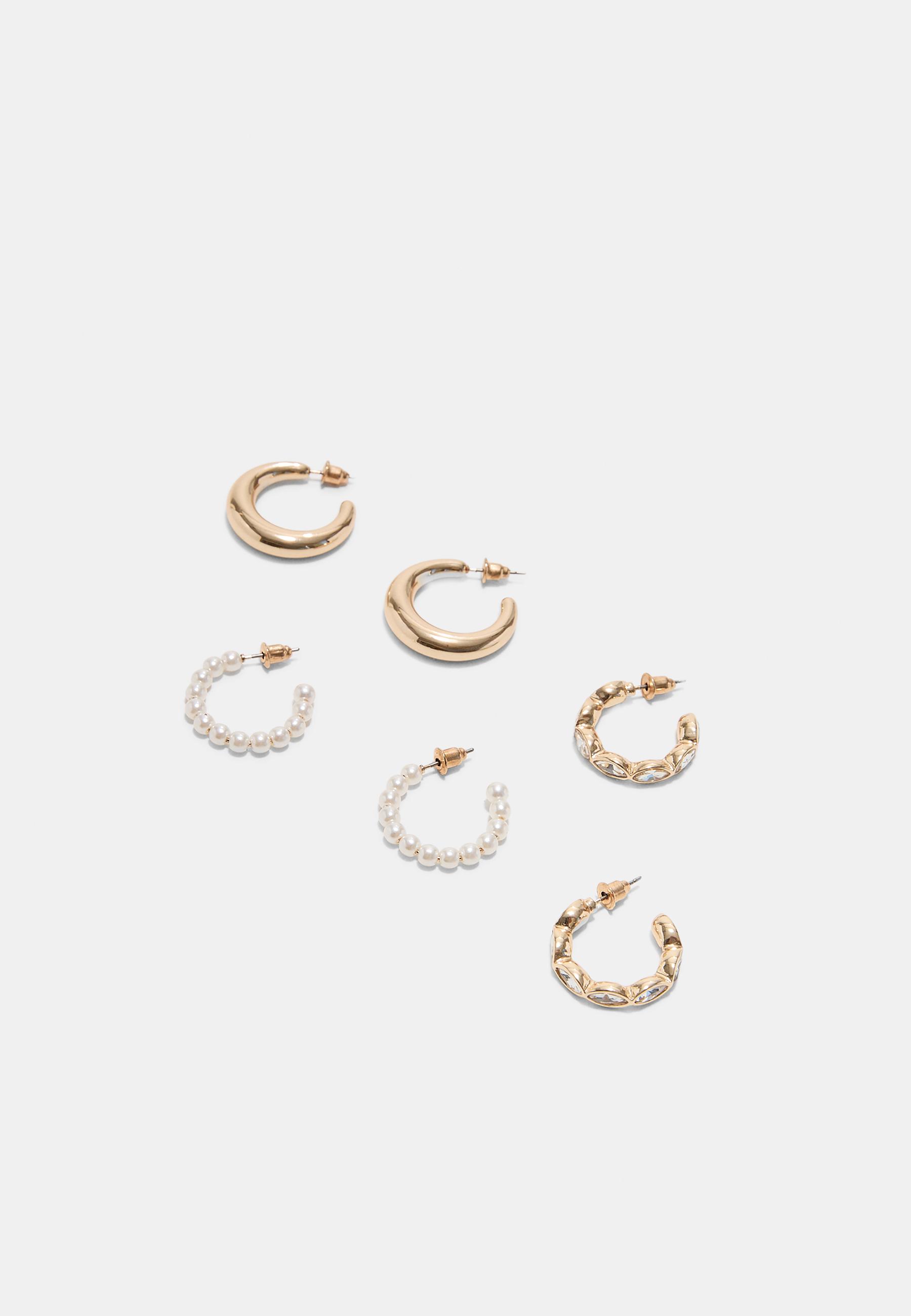 Set of 3 hoop earrings — Gold