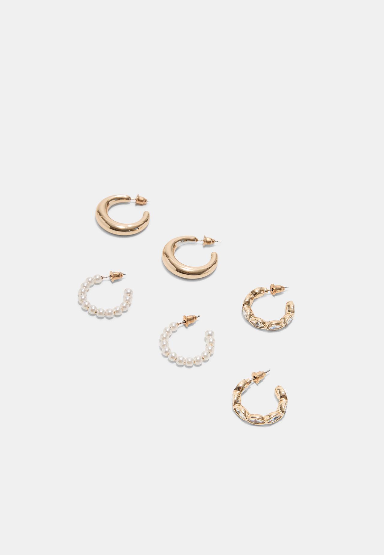 Set of 3 hoop earrings — Gold