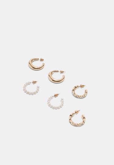 Set of 3 hoop earrings — Gold 3