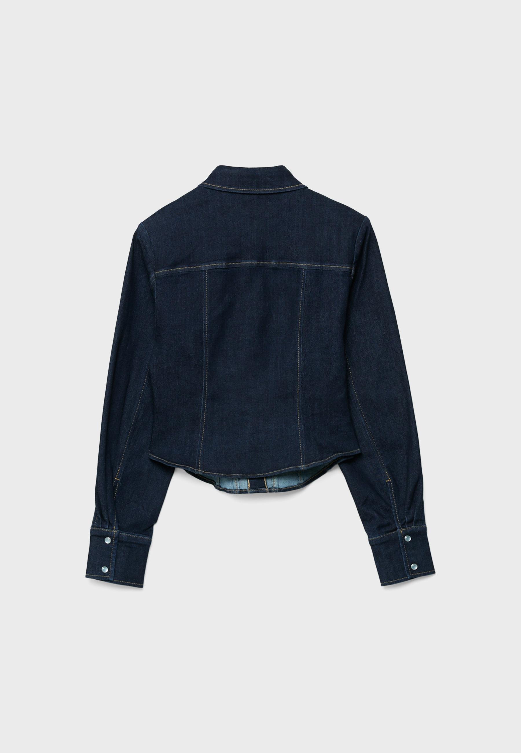 Denim corset shirt — OVERDYED BLUE DENIM (alternate view)