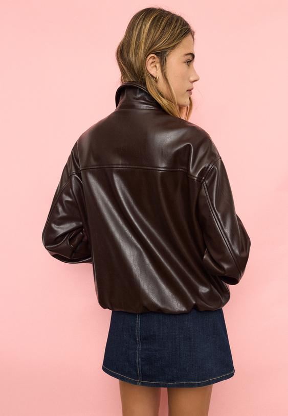 giacca oversize effetto finta pelle