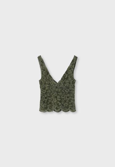 Lace top with wide straps — Khaki 8