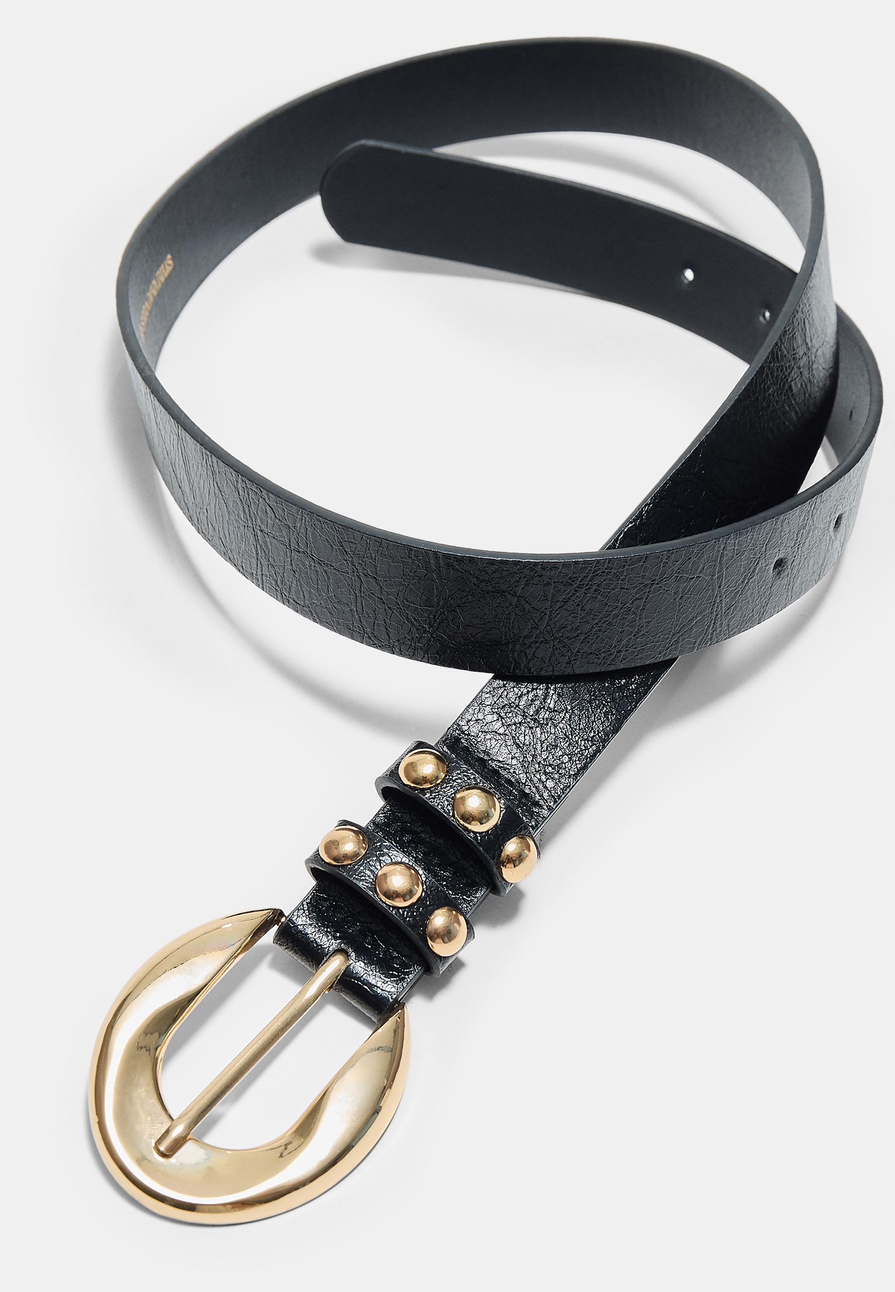 Studded plaque belt — Black