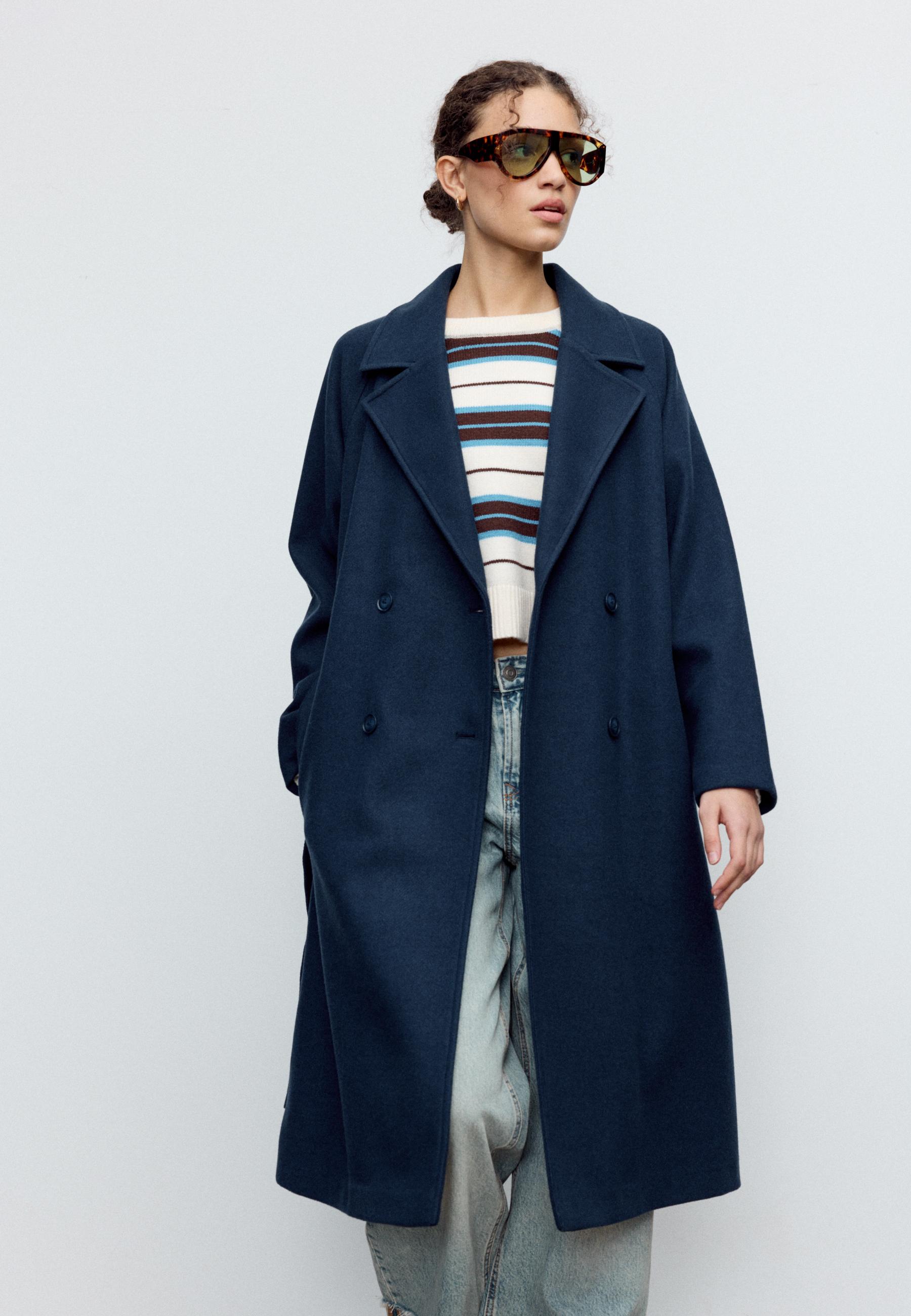 Soft-touch trench coat — Dark blue
