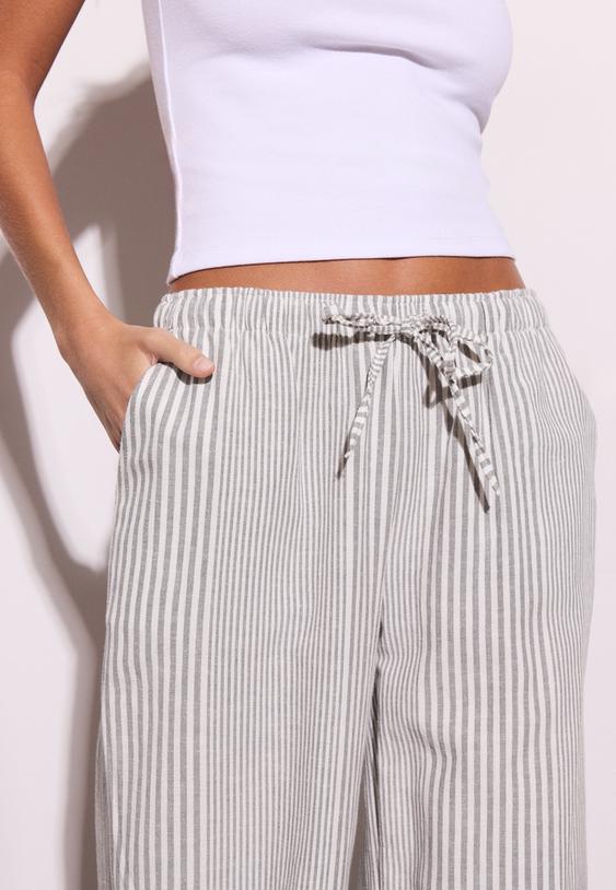 flowing striped linen blend trousers