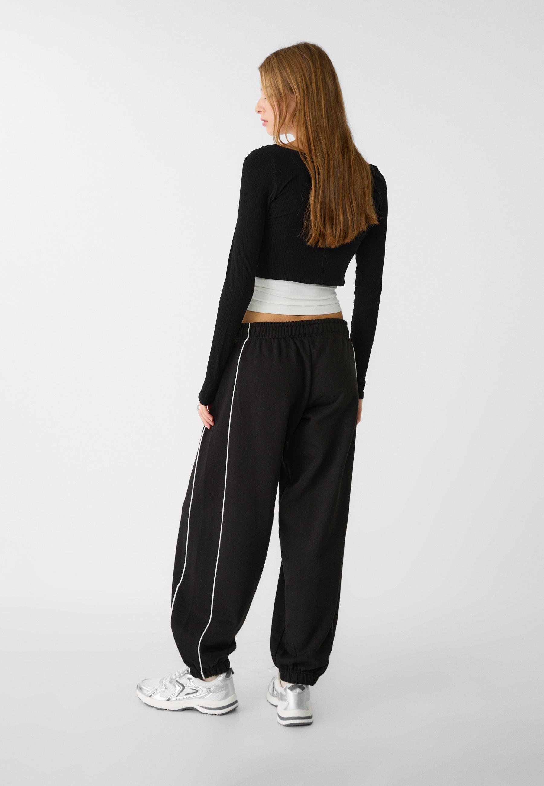 Piping jogger trousers — Black
