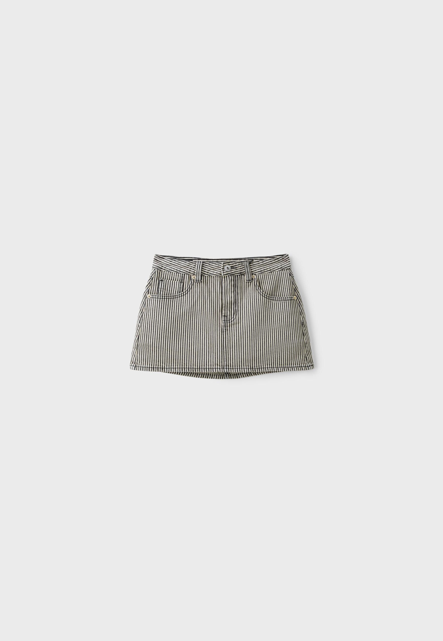 D62 straight striped skort — Dark grey
