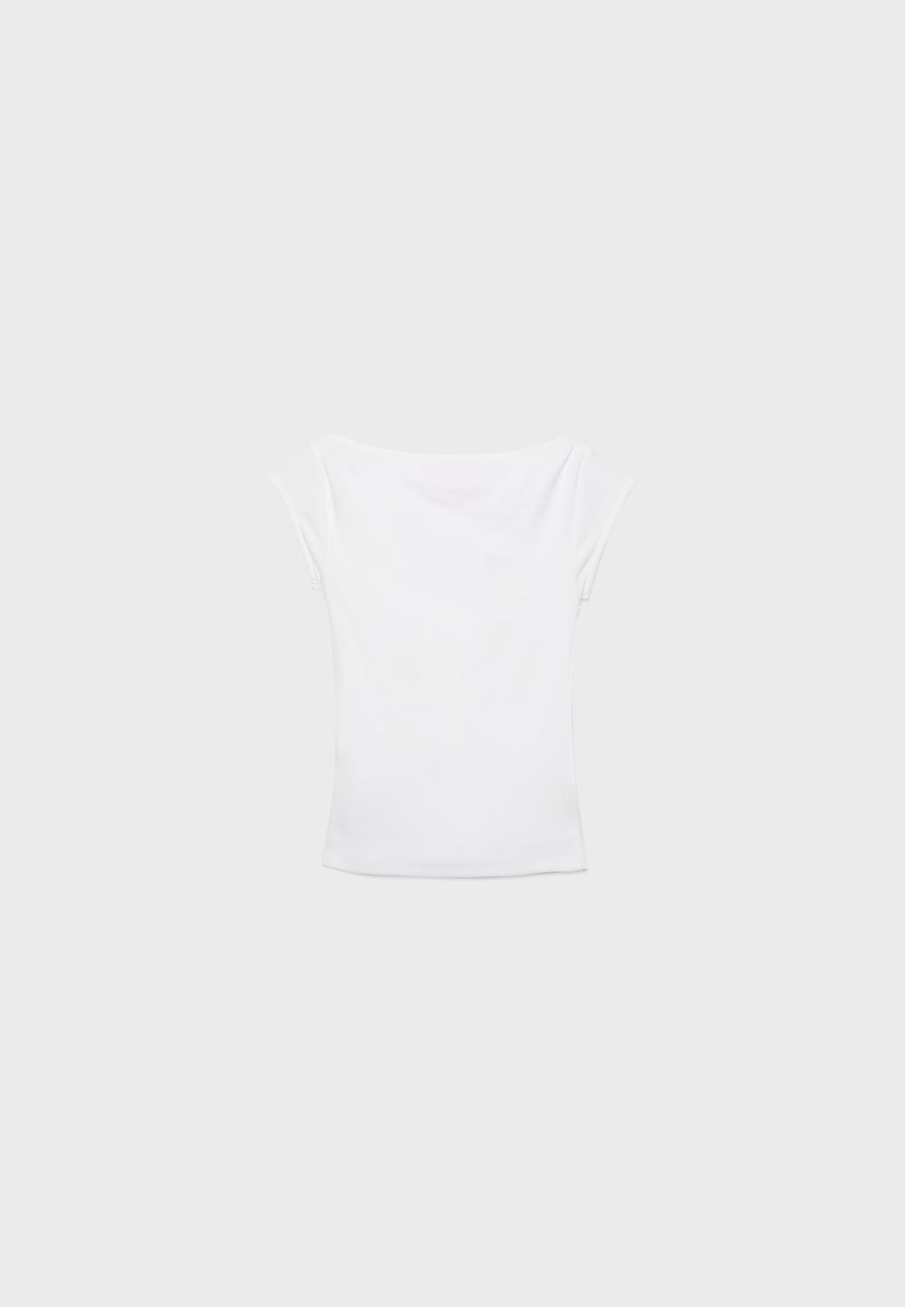 One Dilemma short sleeve boat neck T-shirt with rhinestones — White