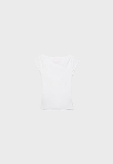 One Dilemma short sleeve boat neck T-shirt with rhinestones — White 7