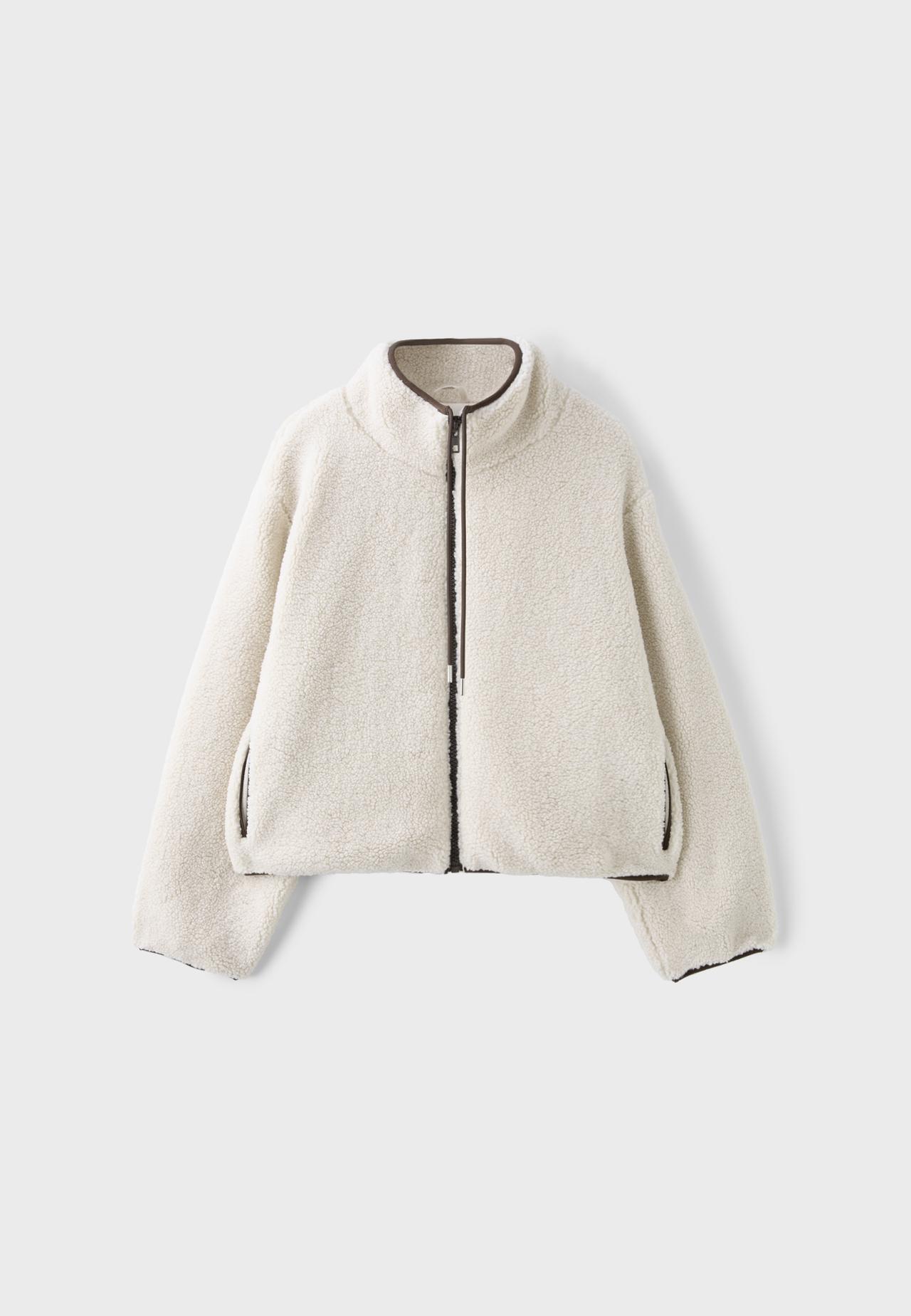 Contrast faux shearling jacket — Vanilla