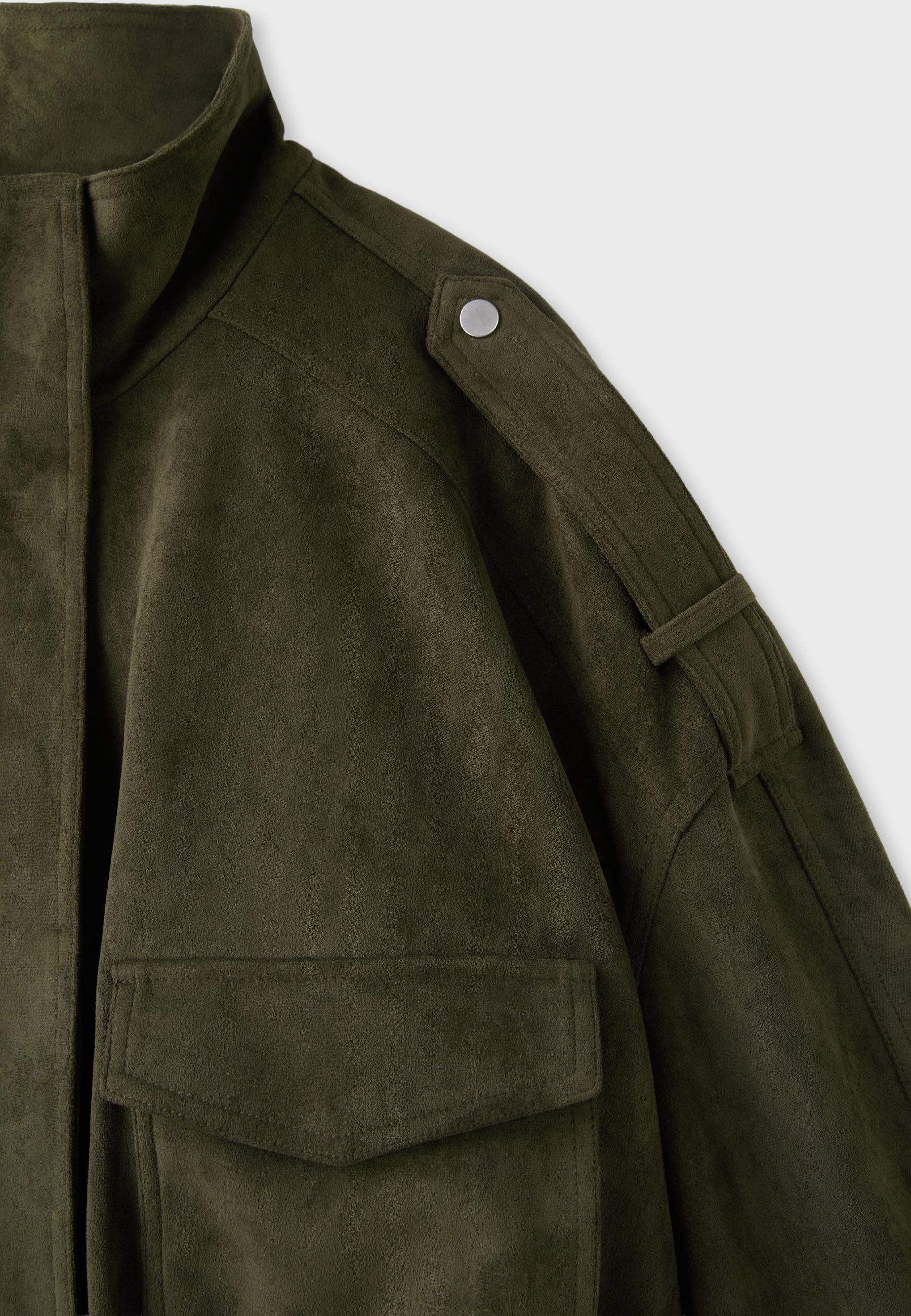 Oversize faux suede jacket — Khaki