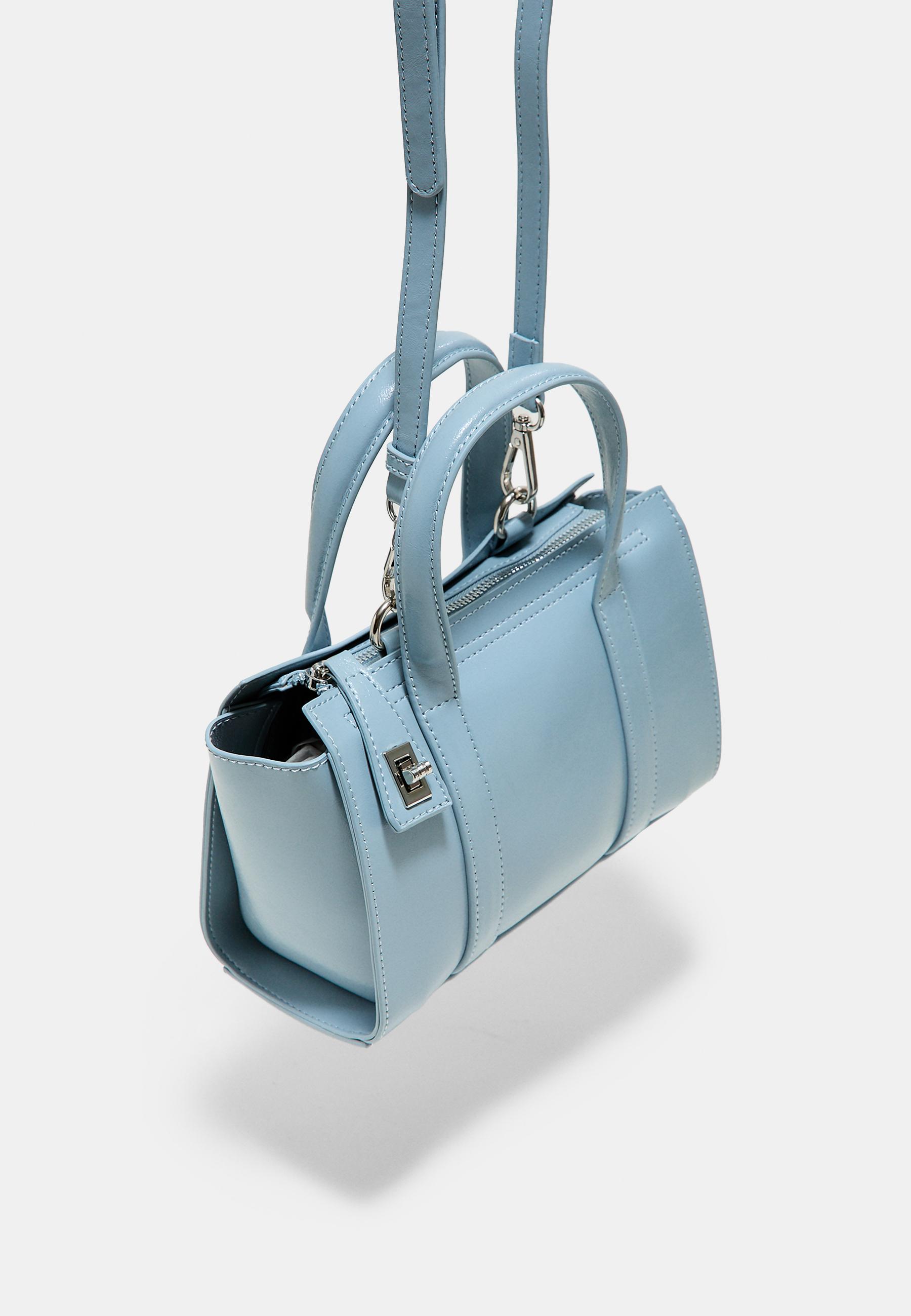 Mini tote bag with clasp — Sky blue