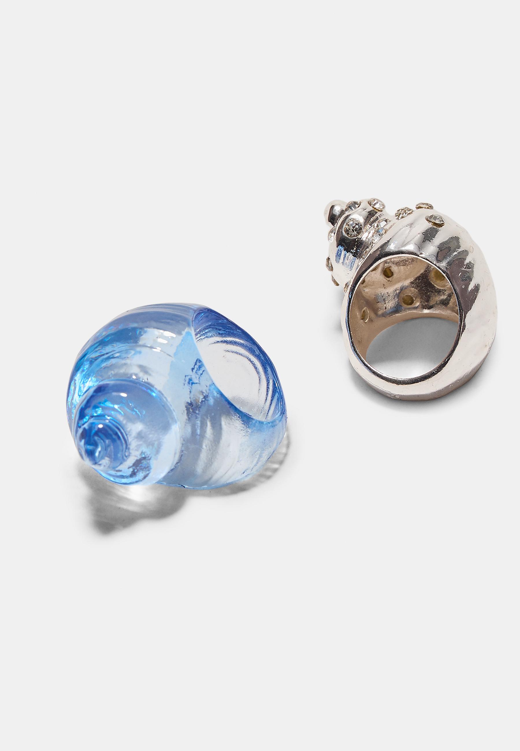 Set of 2 shimmery seashell rings — Grey