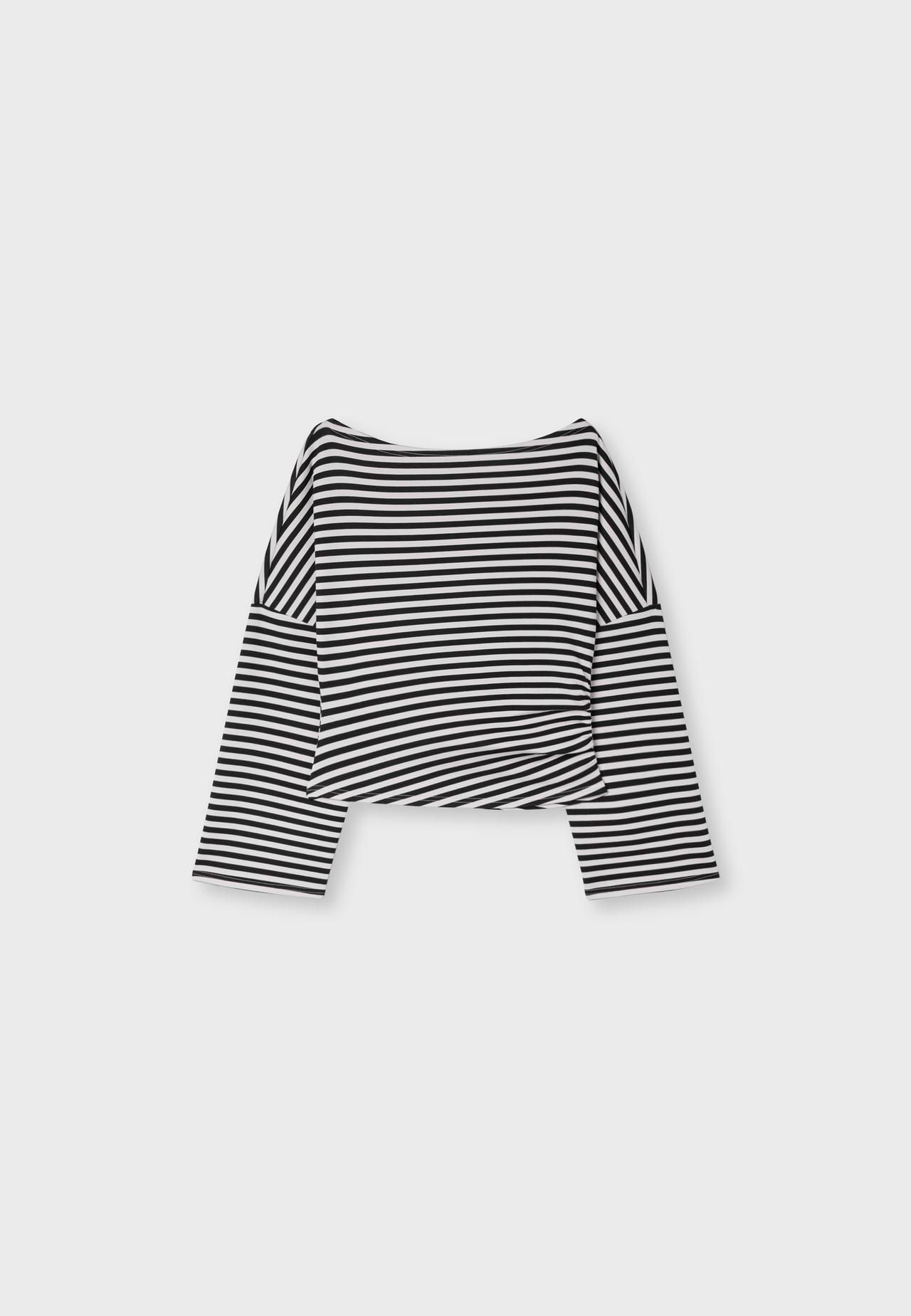 Asymmetric soft-touch ruched sweatshirt — Stone