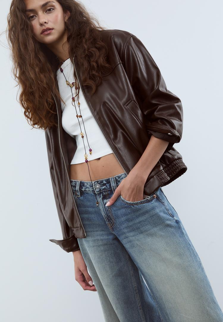 oversize faux leather jacket