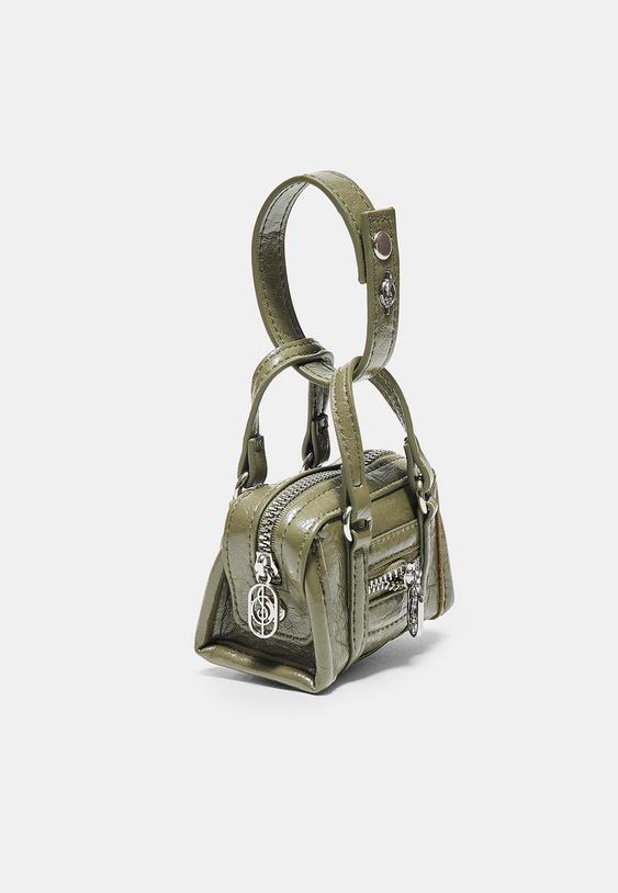 Stradivarius Mini Bag Charm Khaki Os