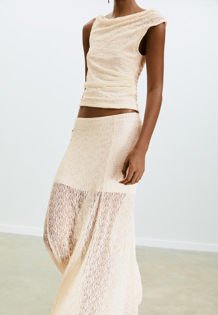 asymmetric lace top