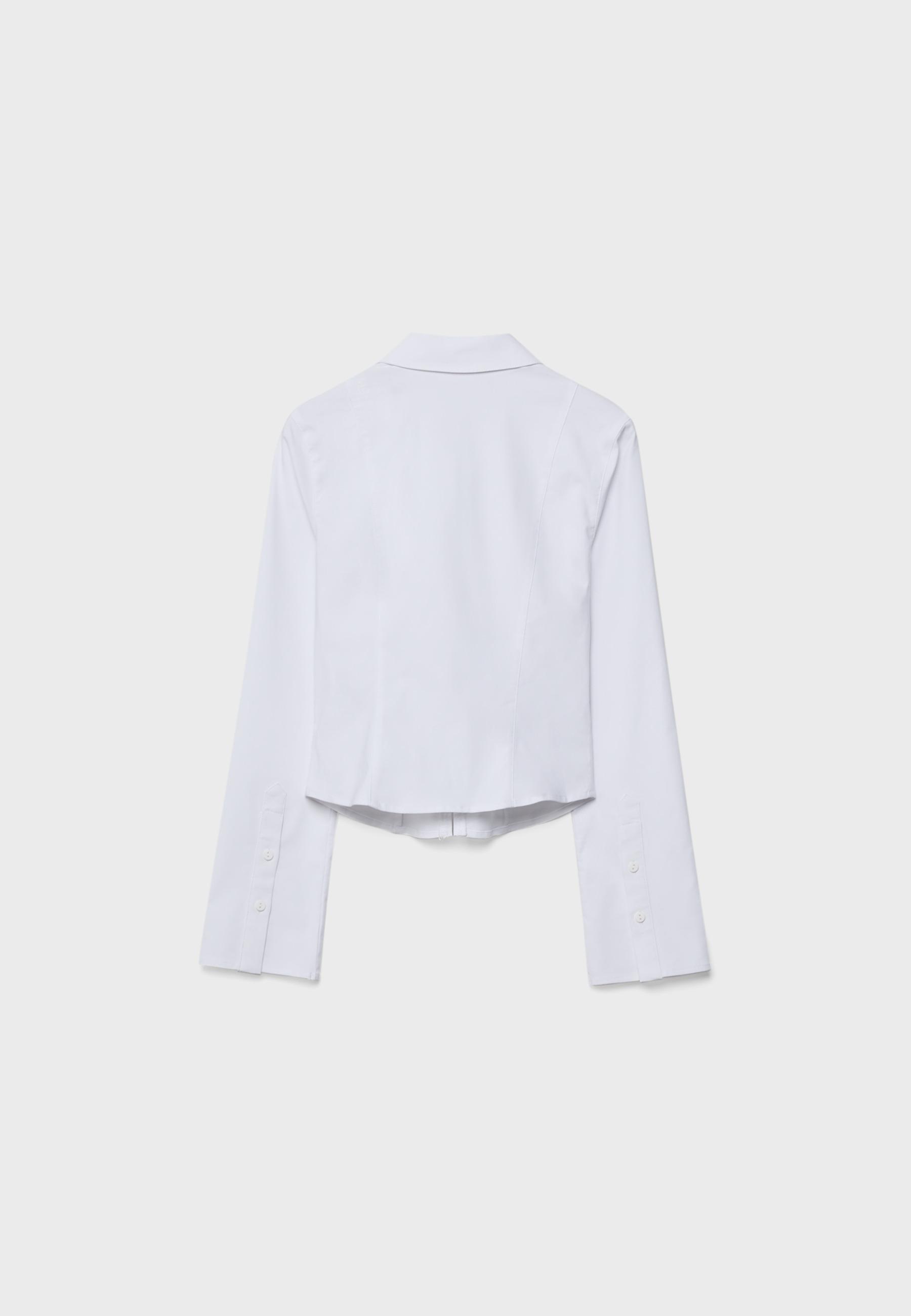 Fitted double zip bengaline shirt — White