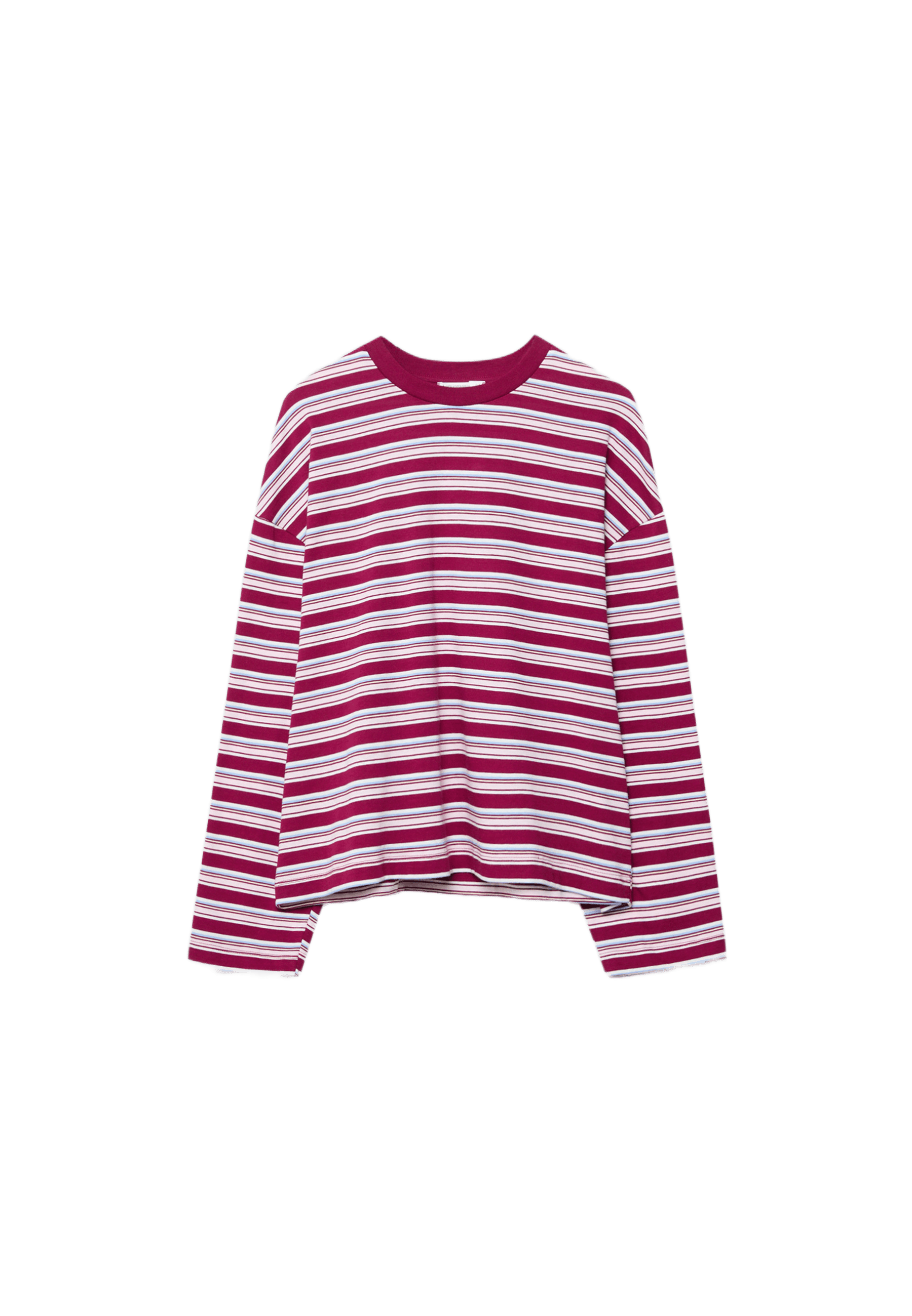 Oversize long sleeve striped T-shirt — Burgundy