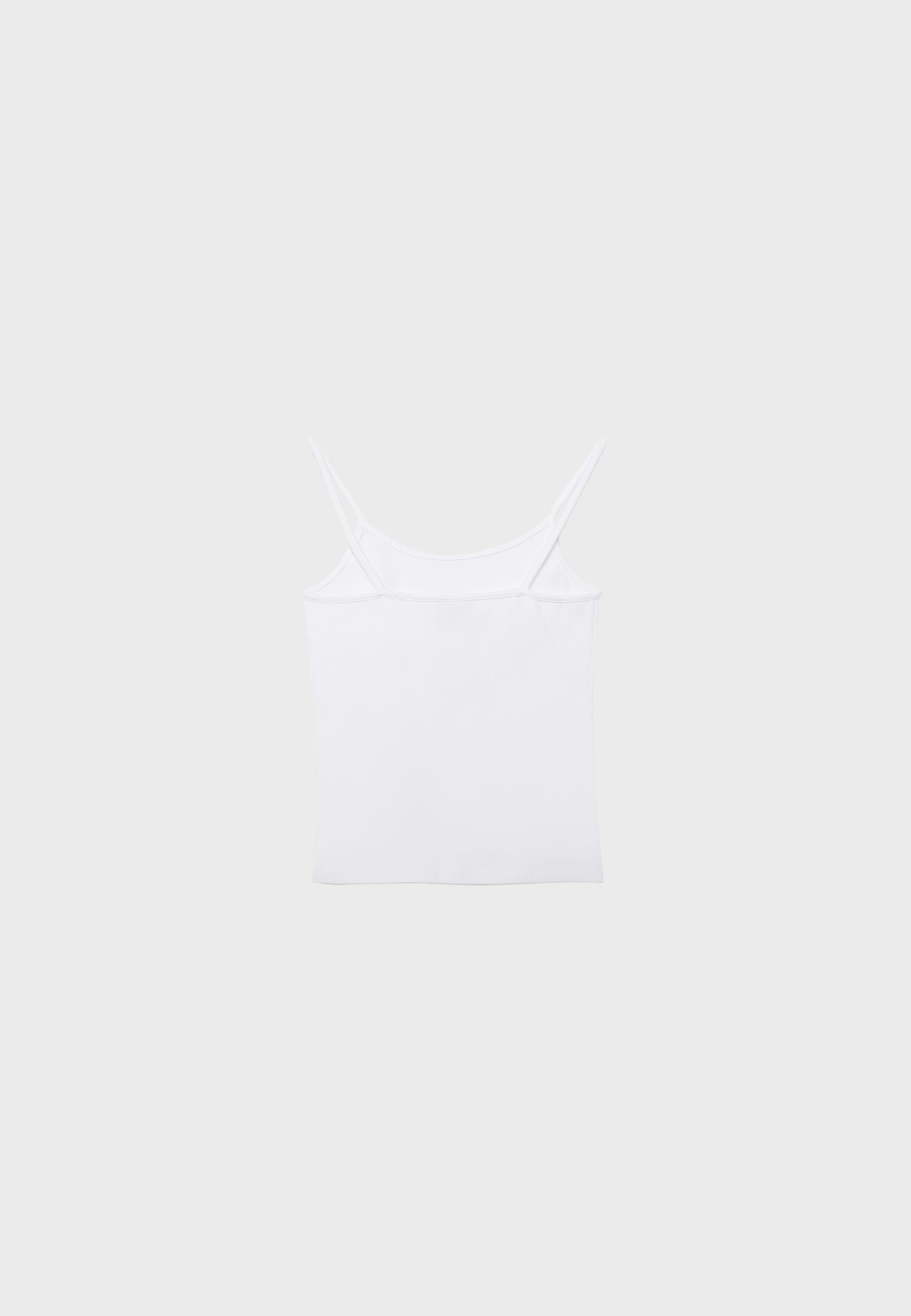 B07 Ribbed strap top — White