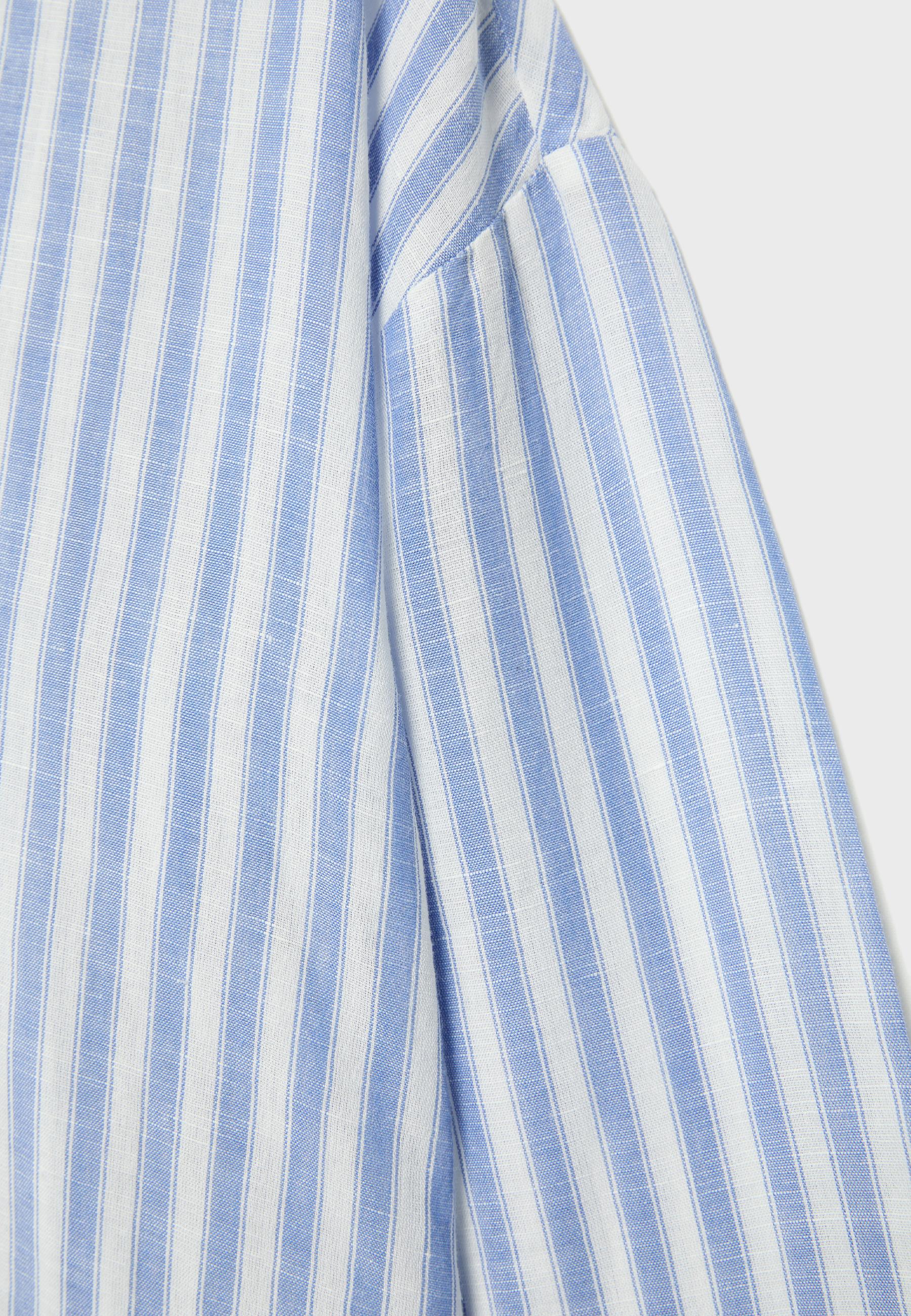 Linen-effect kimono sleeve shirt — Navy blue