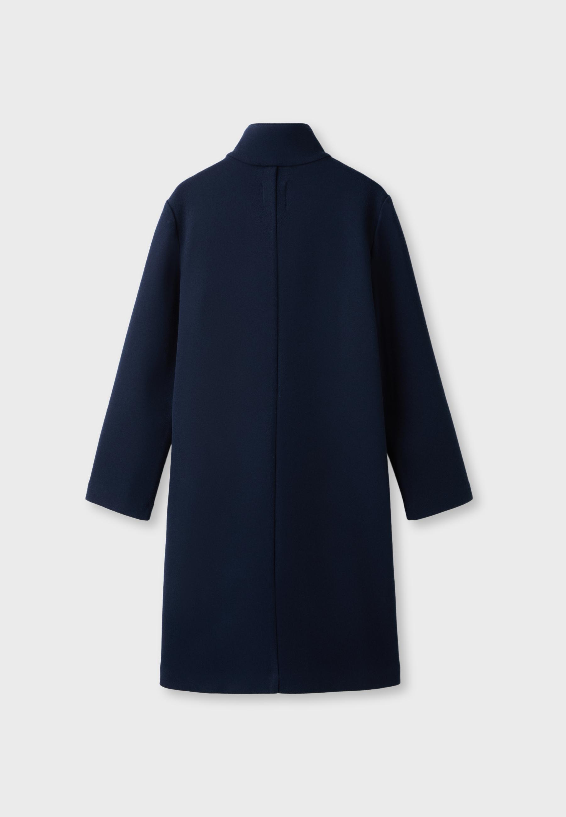 Straight soft-touch coat — Dark blue