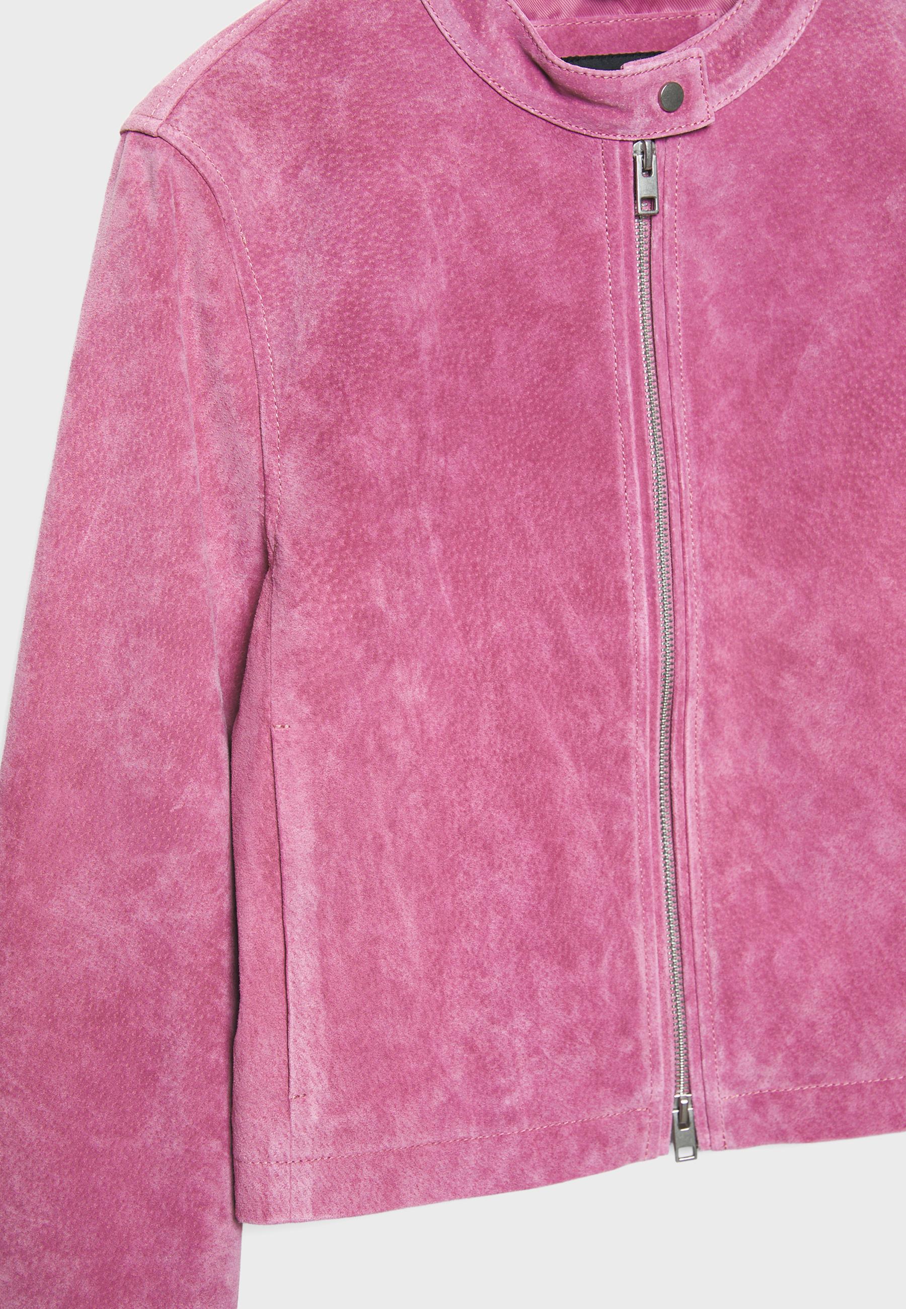 100% leather biker jacket — Bubblegum pink