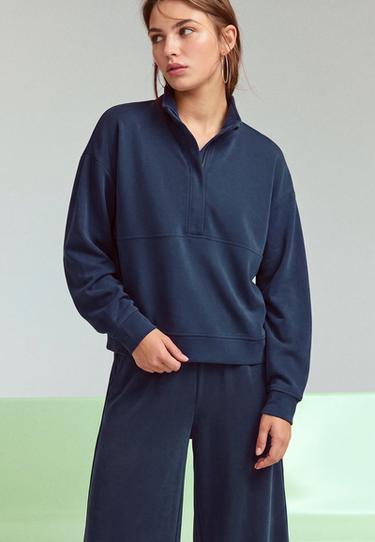 Soft-touch sweatshirt with zip — Dark blue 3