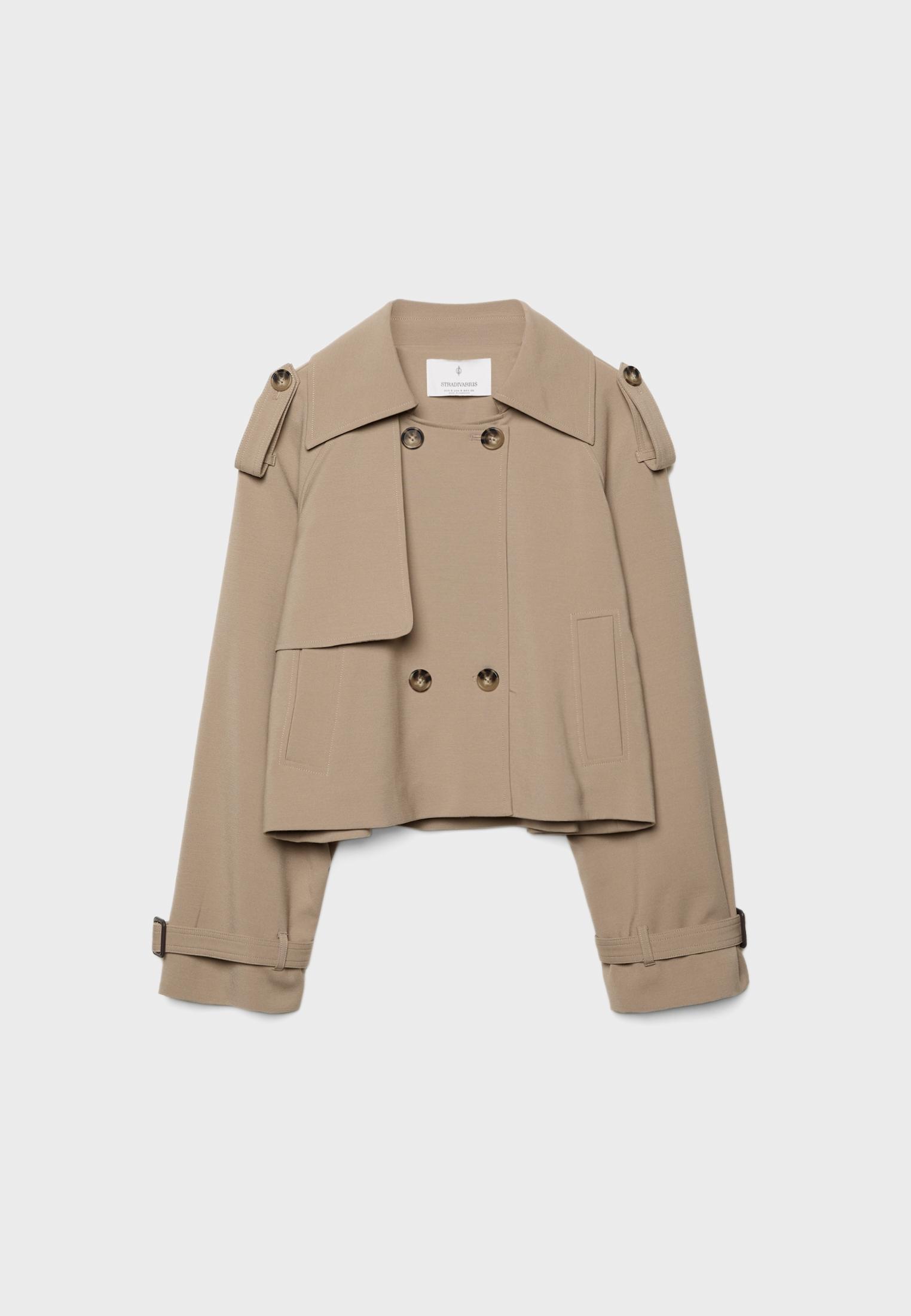 Short fluid trench coat — Khaki