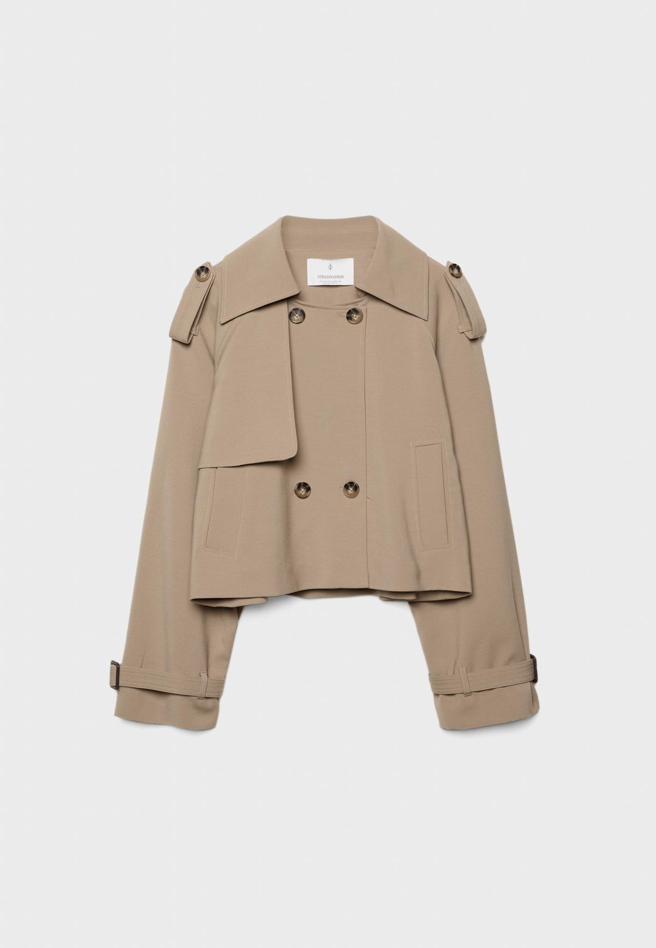 Short flowing smart trench coat — Khaki