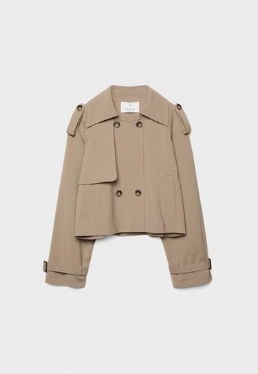 Short flowing smart trench coat — Khaki 7