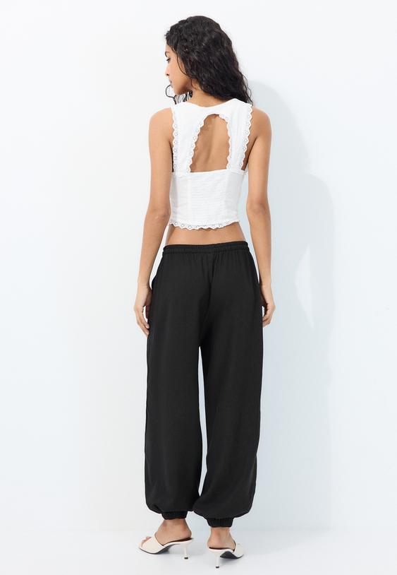 pantalon bombacho efecto lino