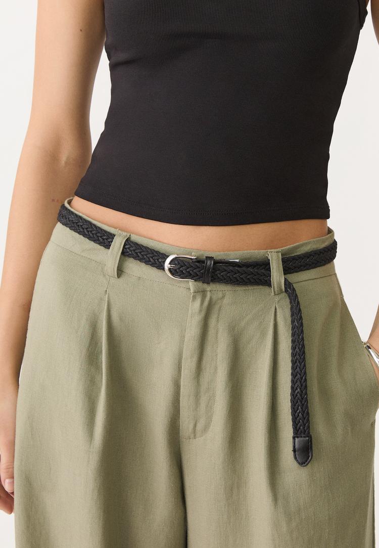 pantalon con lino cinturon