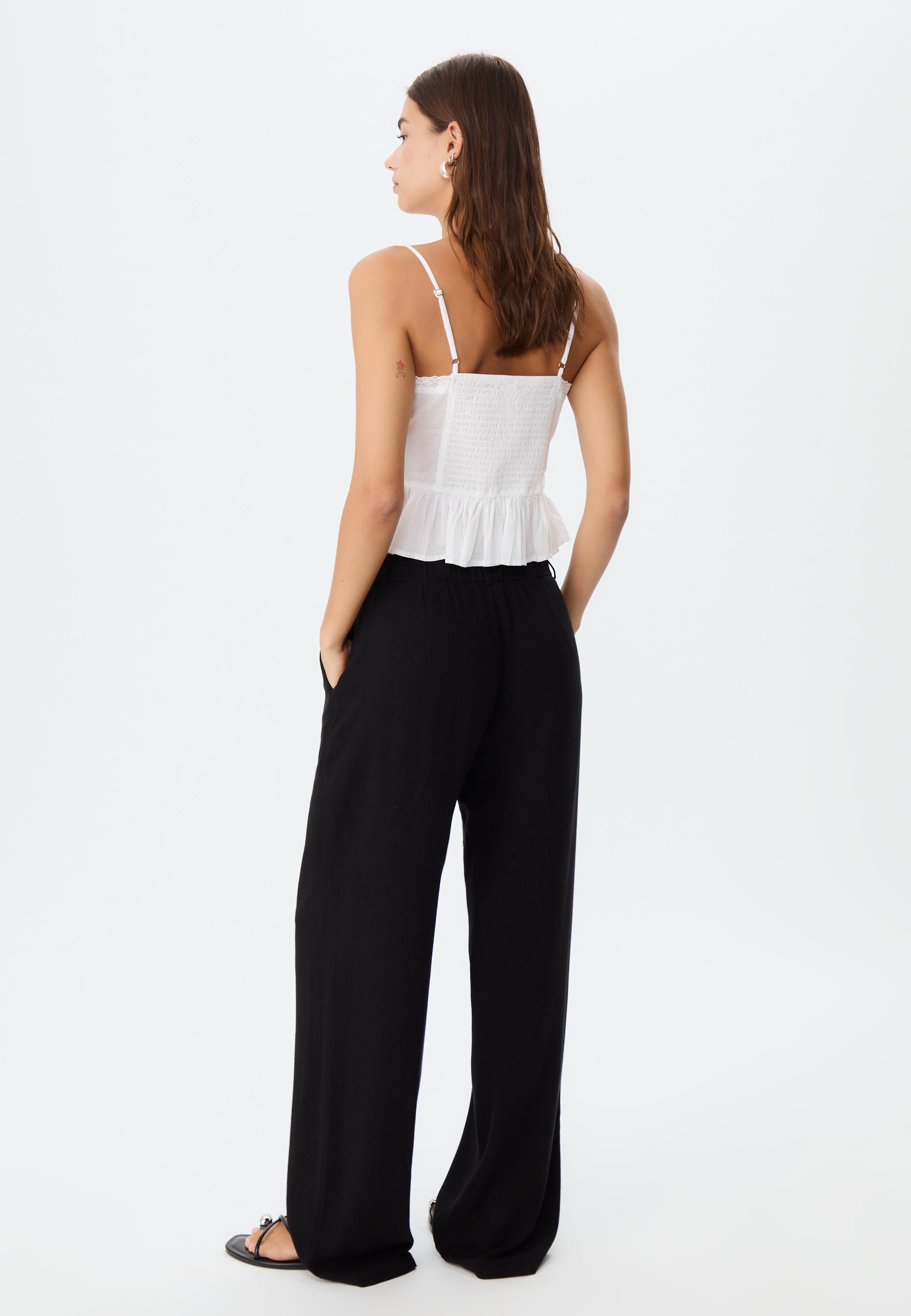 Keten görünümlü straight fit pantolon - Görsel 5