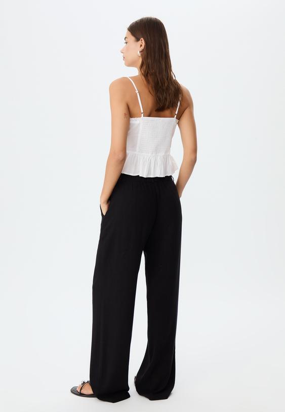 pantalon droit effet lin