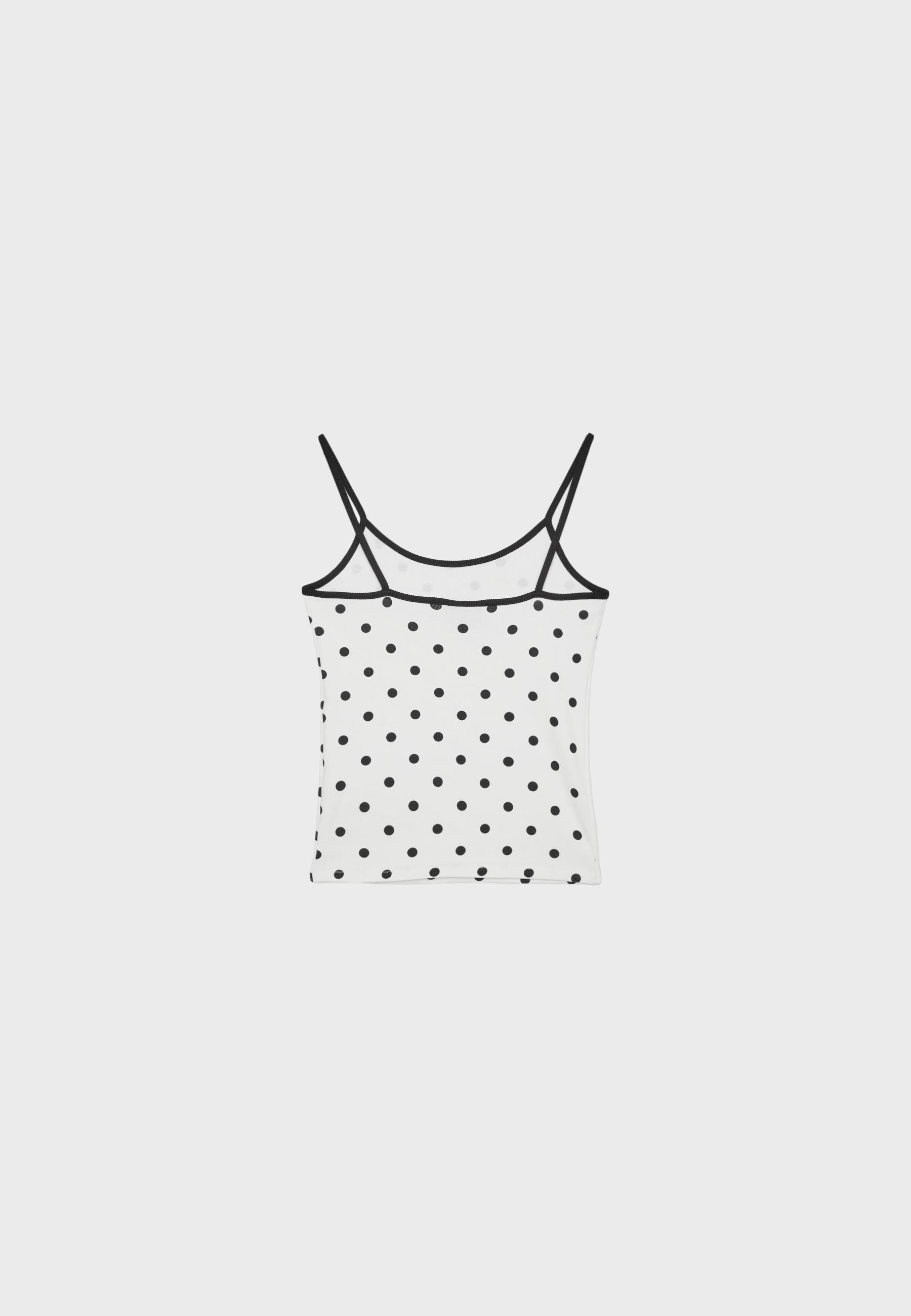B07 Ribbed polka dot strappy top — Ecru