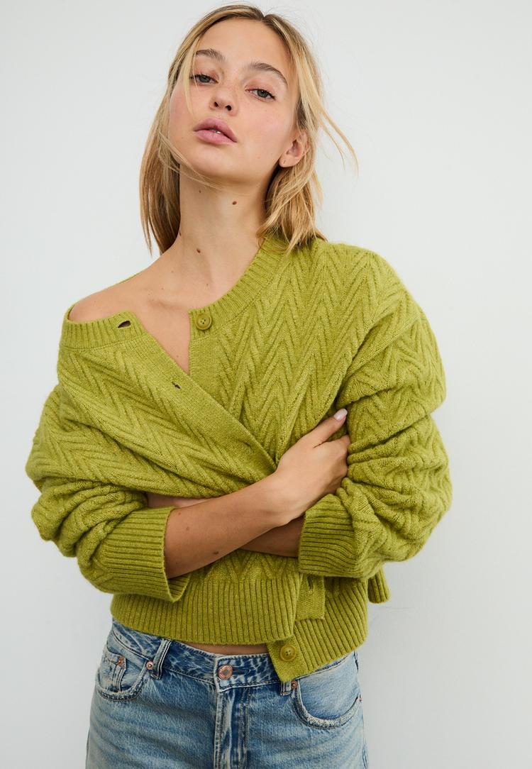 gilet en maille torsadee
