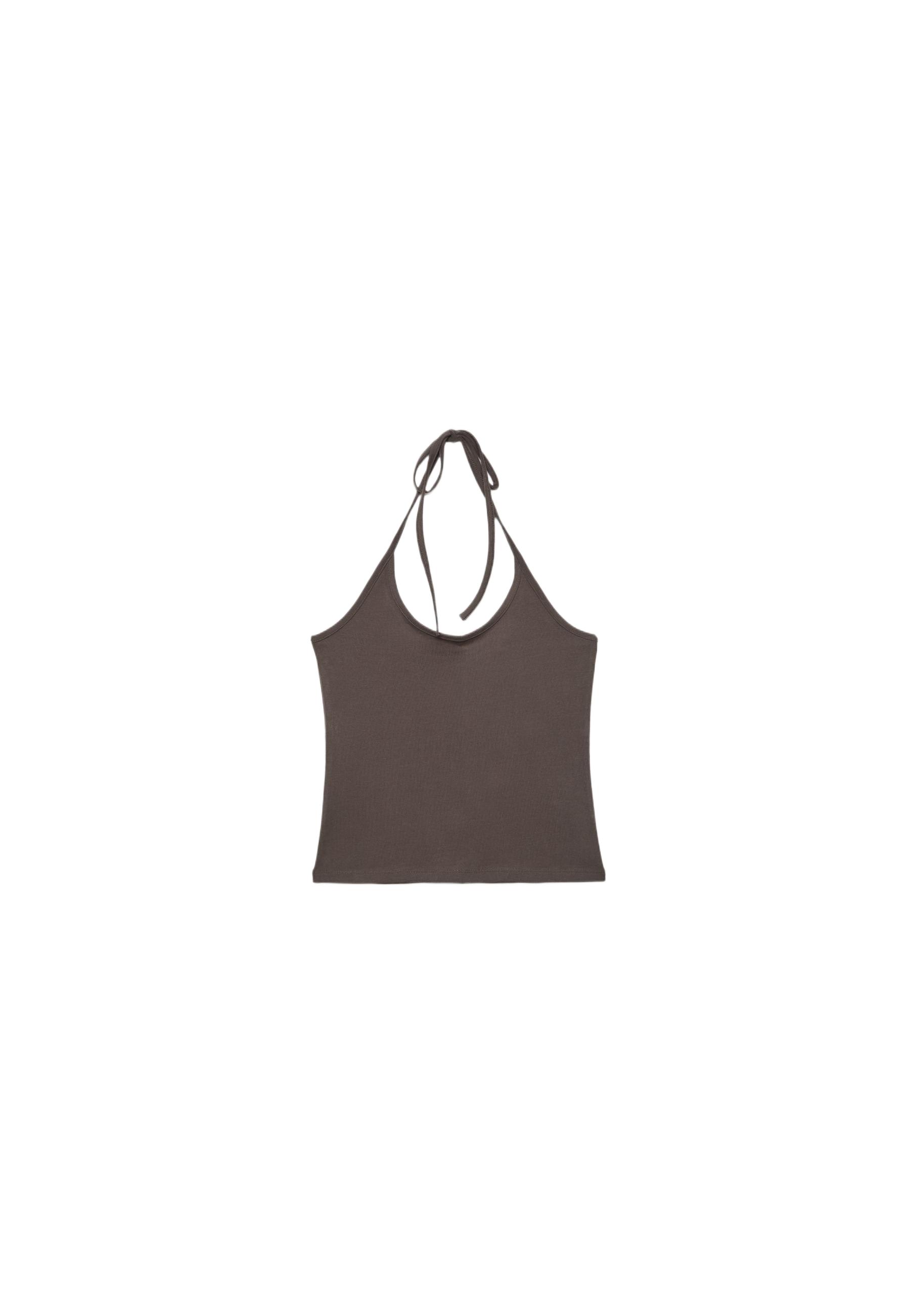Knit halter top — Brown