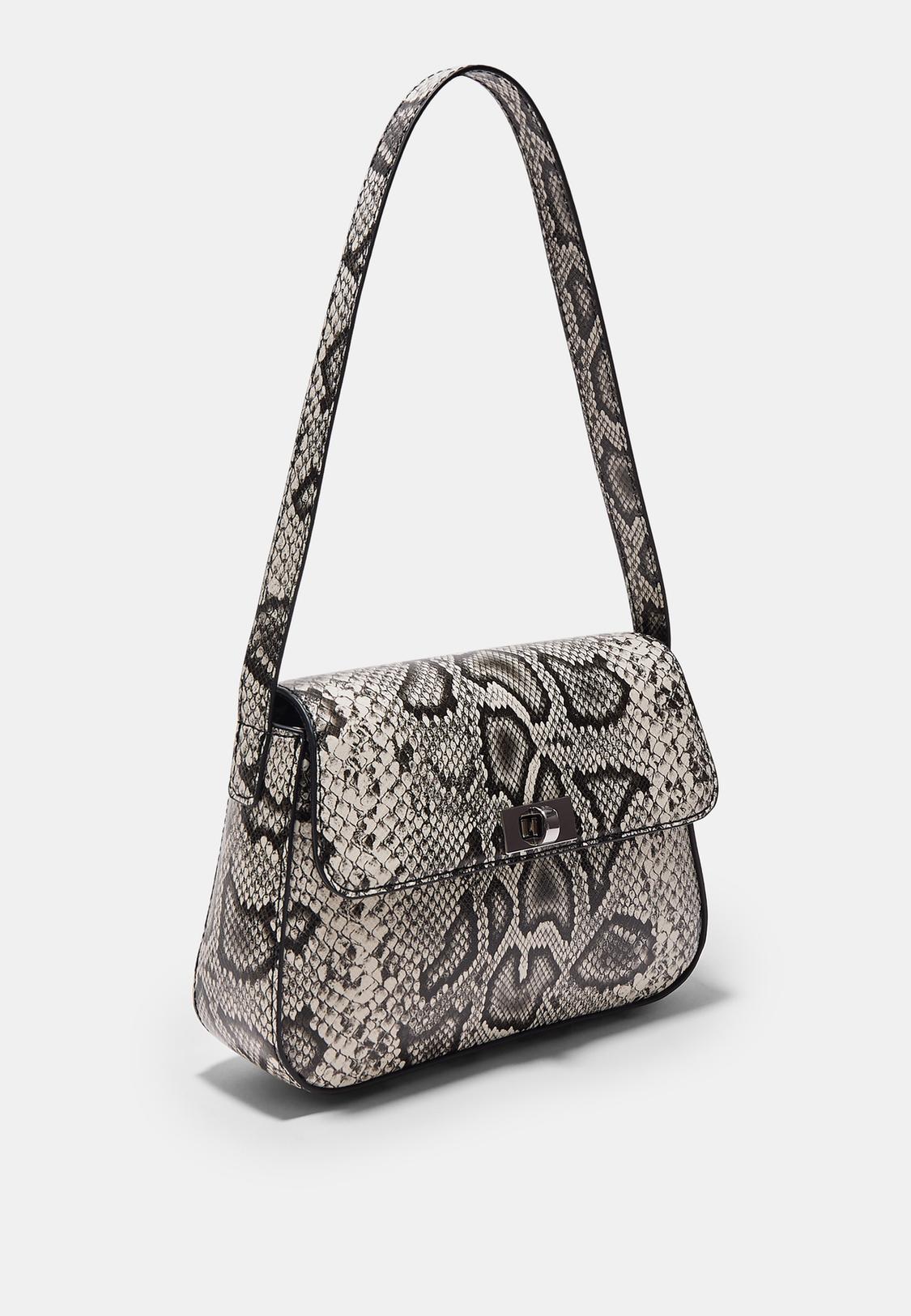 NIGEDU Borsa Pochette Donna Effetto Pelle Serpente 3D Con Cinturino Da Polso E Porta Carte Nero