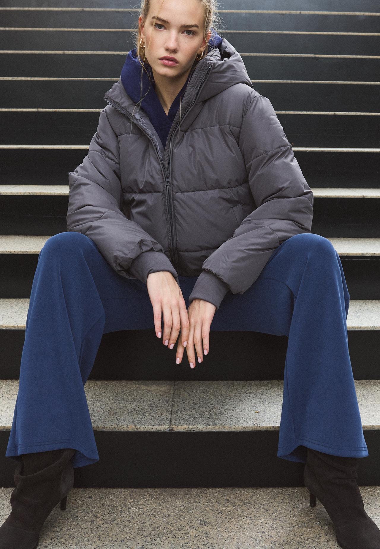 Soft-touch palazzo jogger trousers — Dark blue