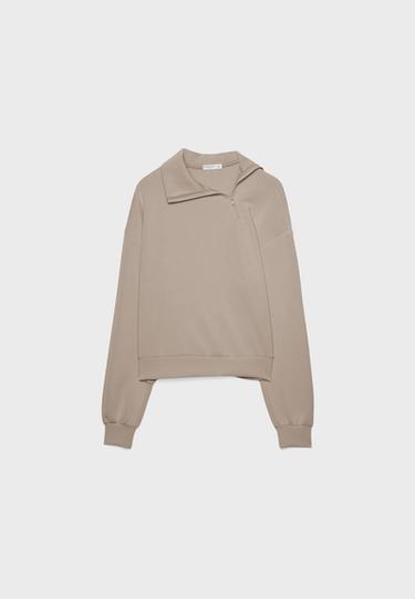 Yumuşak dokulu yan fermuarlı sweatshirt - Görsel 17